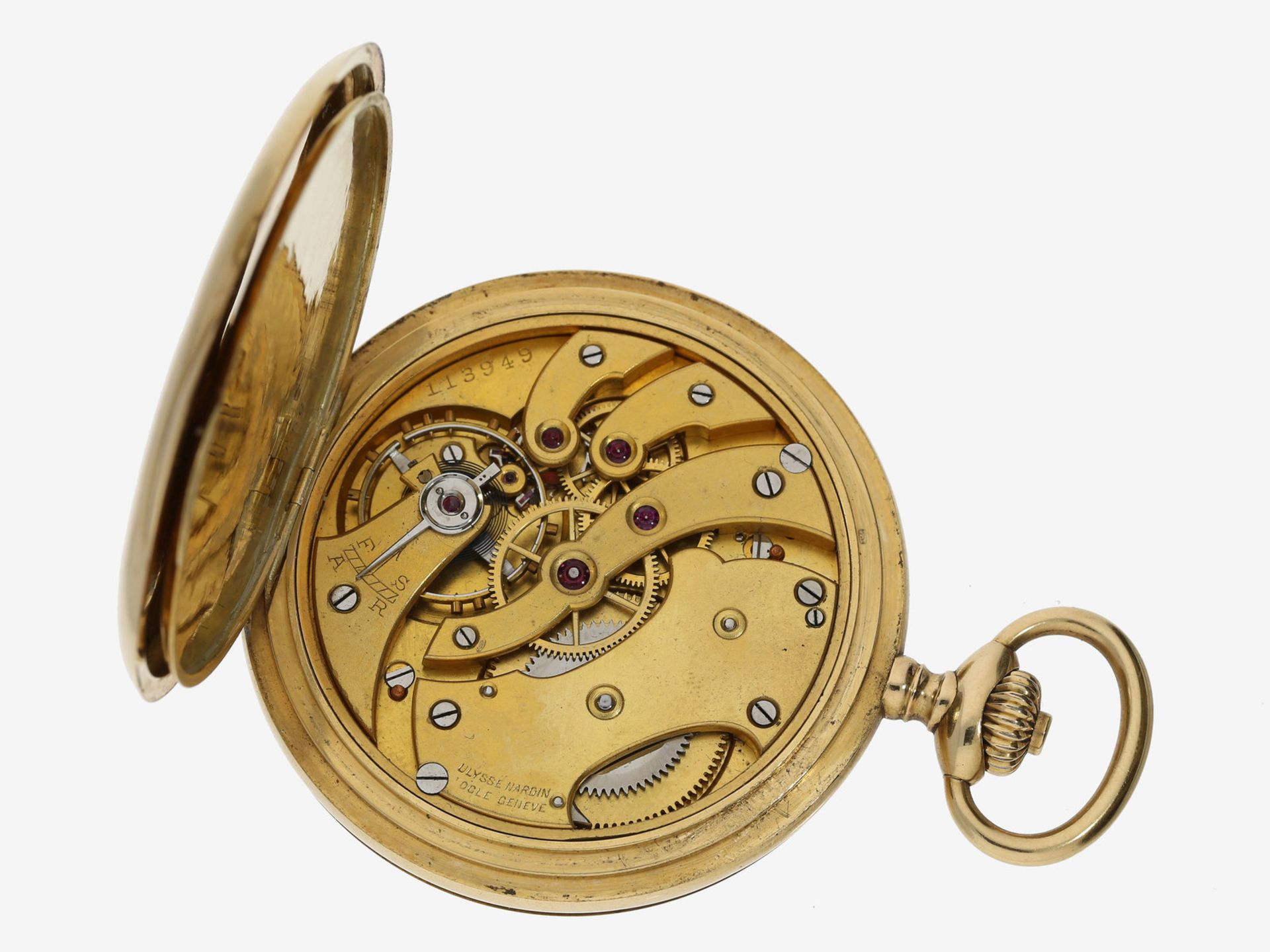 Taschenuhr: feine 18K Goldsavonnette von Ulysse Nardin, goldenes Ankerchronometer, ca. 1910 - Image 4 of 4