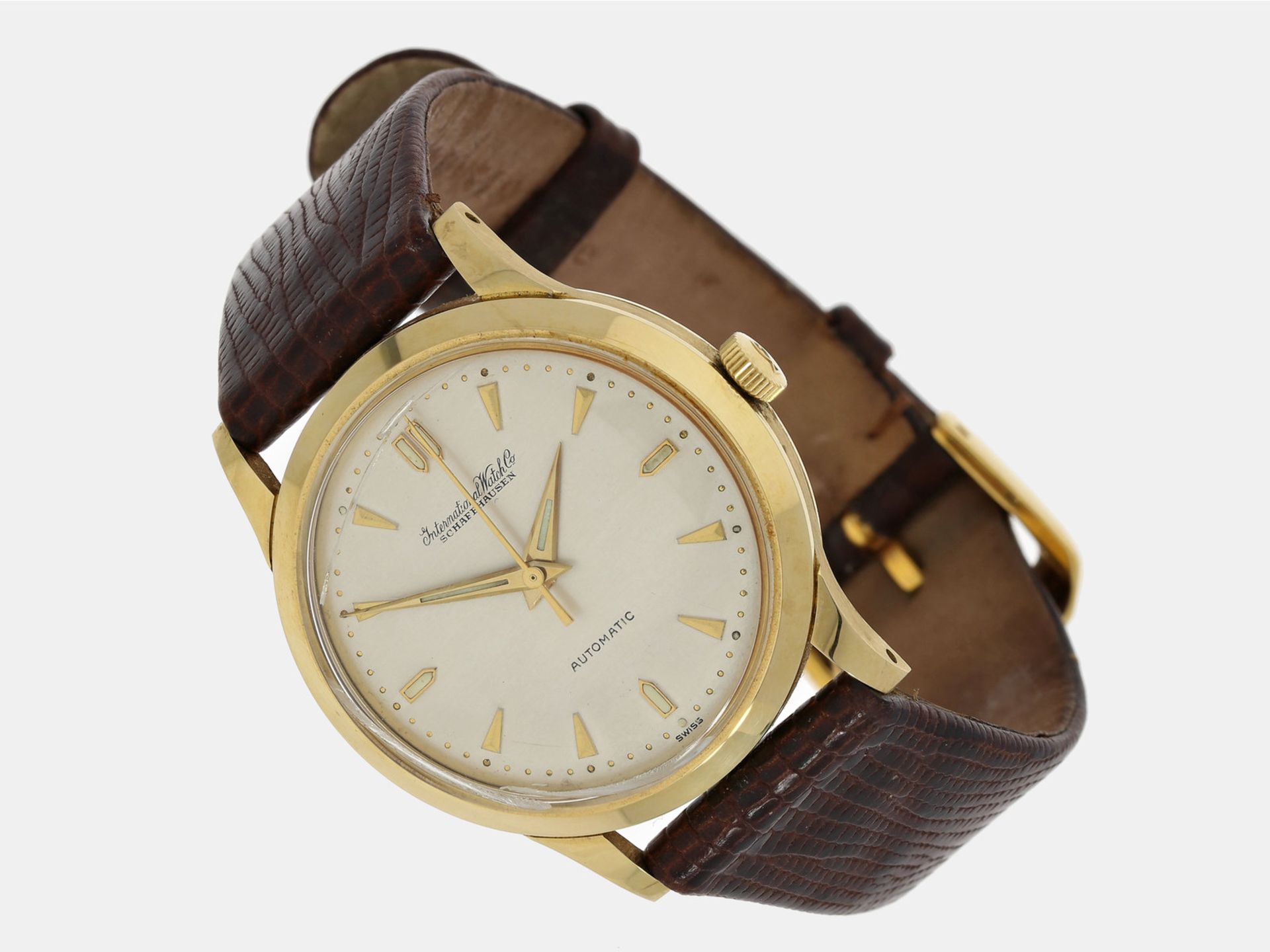 Armbanduhr: feine vintage Herrenuhr in 18K Gold, IWC Schaffhausen "Automatic" von 1953