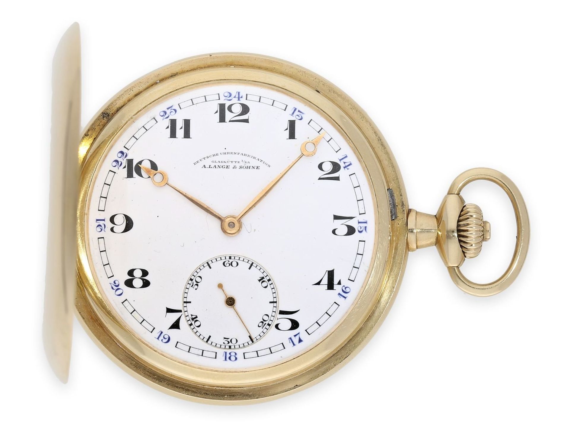 Pocket watch: very well preserved A. Lange & Söhne gold hunting case watch, Glashütte 1920-1925,