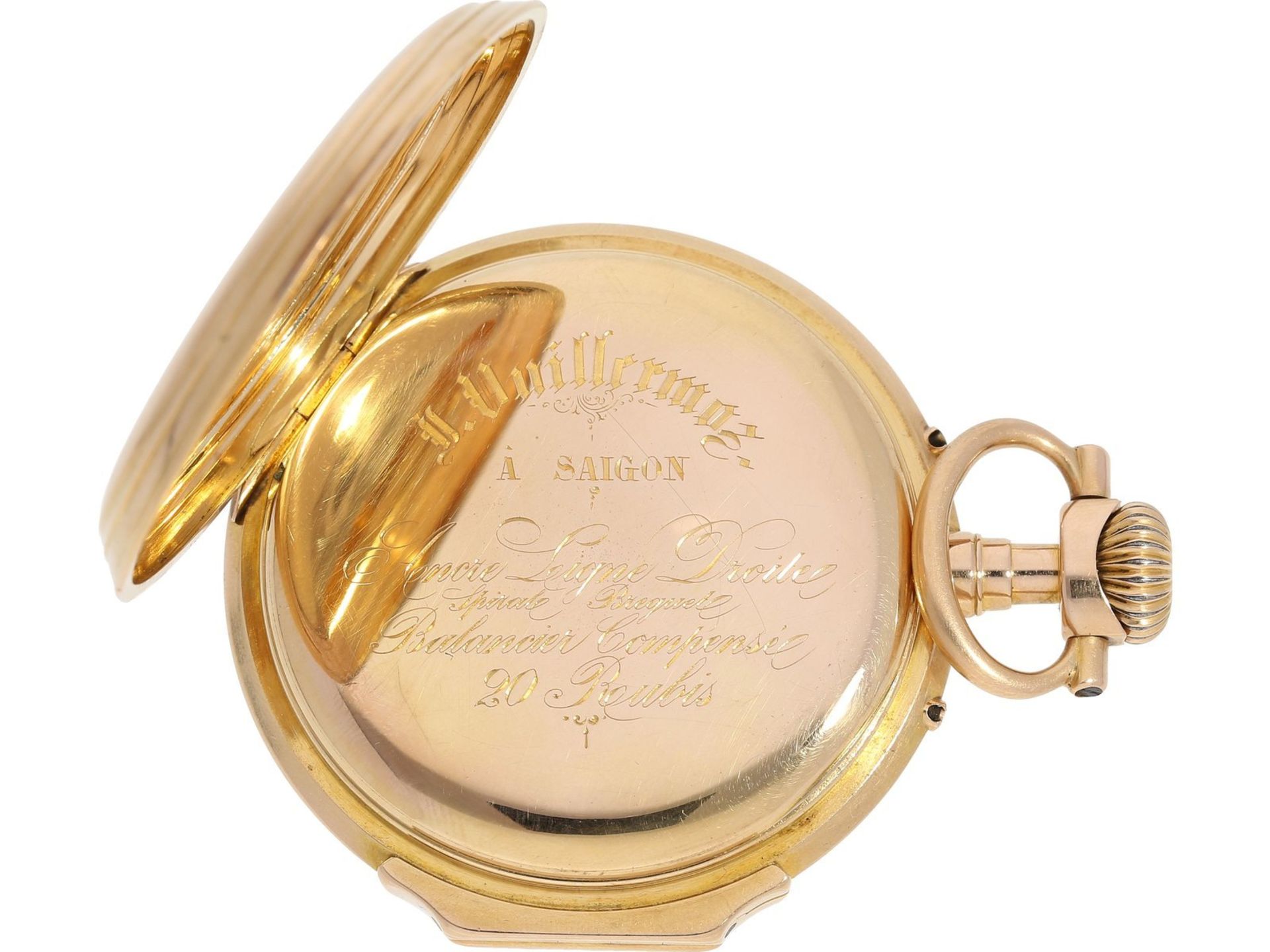 Pocket watch: very beautiful Louis XV Lepine with calendar, 18K pink gold, signed Vuillermos a - Bild 4 aus 5