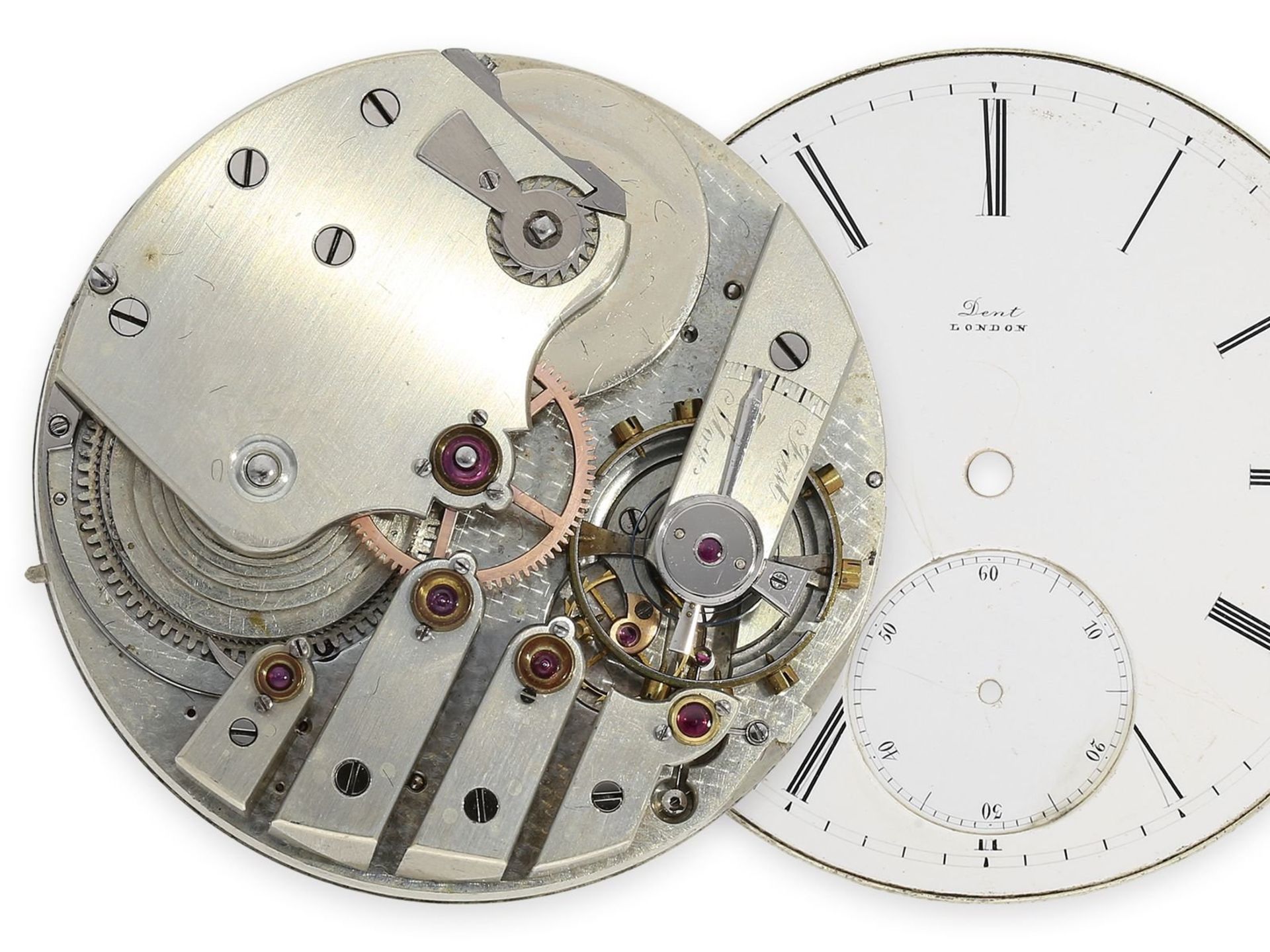 Pocket watch: movement of a very high-quality English pocket chronometer with chronometer