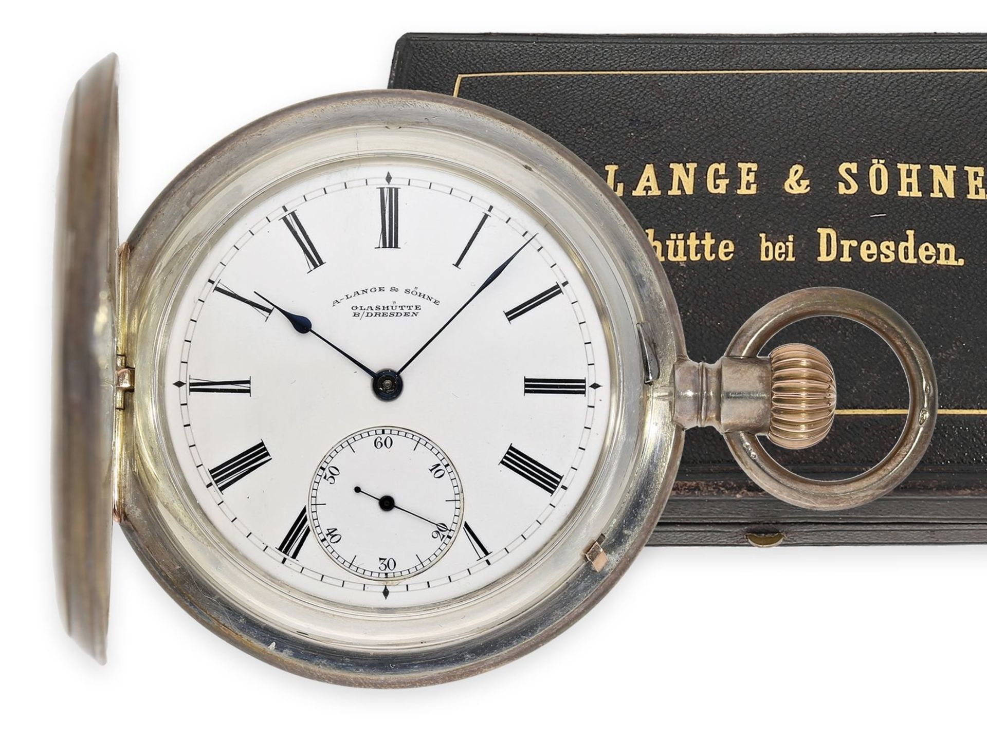 Pocket watch: Glashütte rarity, large A. Lange & Söhne hunting case watch, 1A quality in very rare