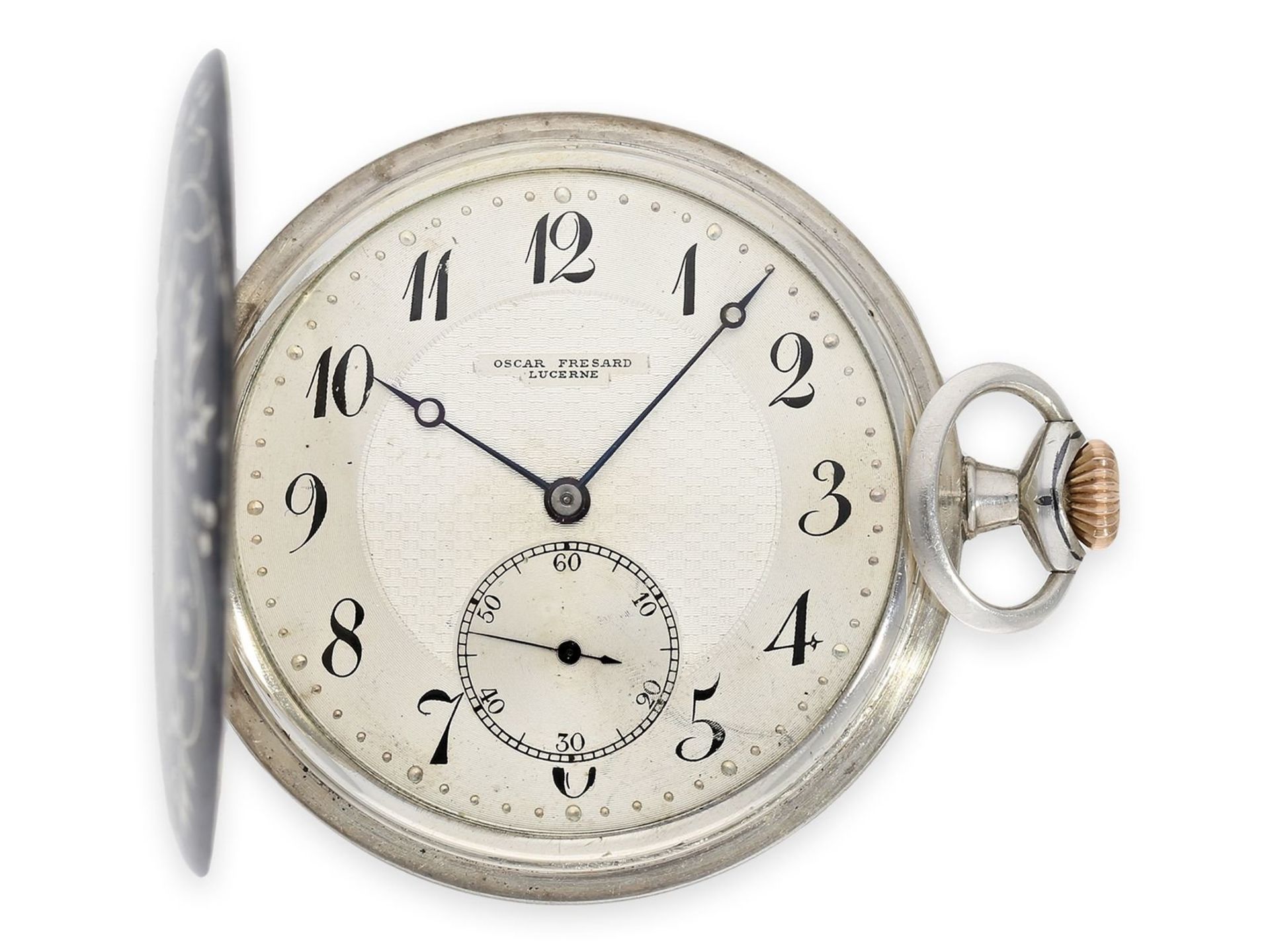 Pocket watch: exquisite Art Nouveau niello man's set, Oscar Fresard Lucerne for Hamilton Calcutta, - Bild 7 aus 9