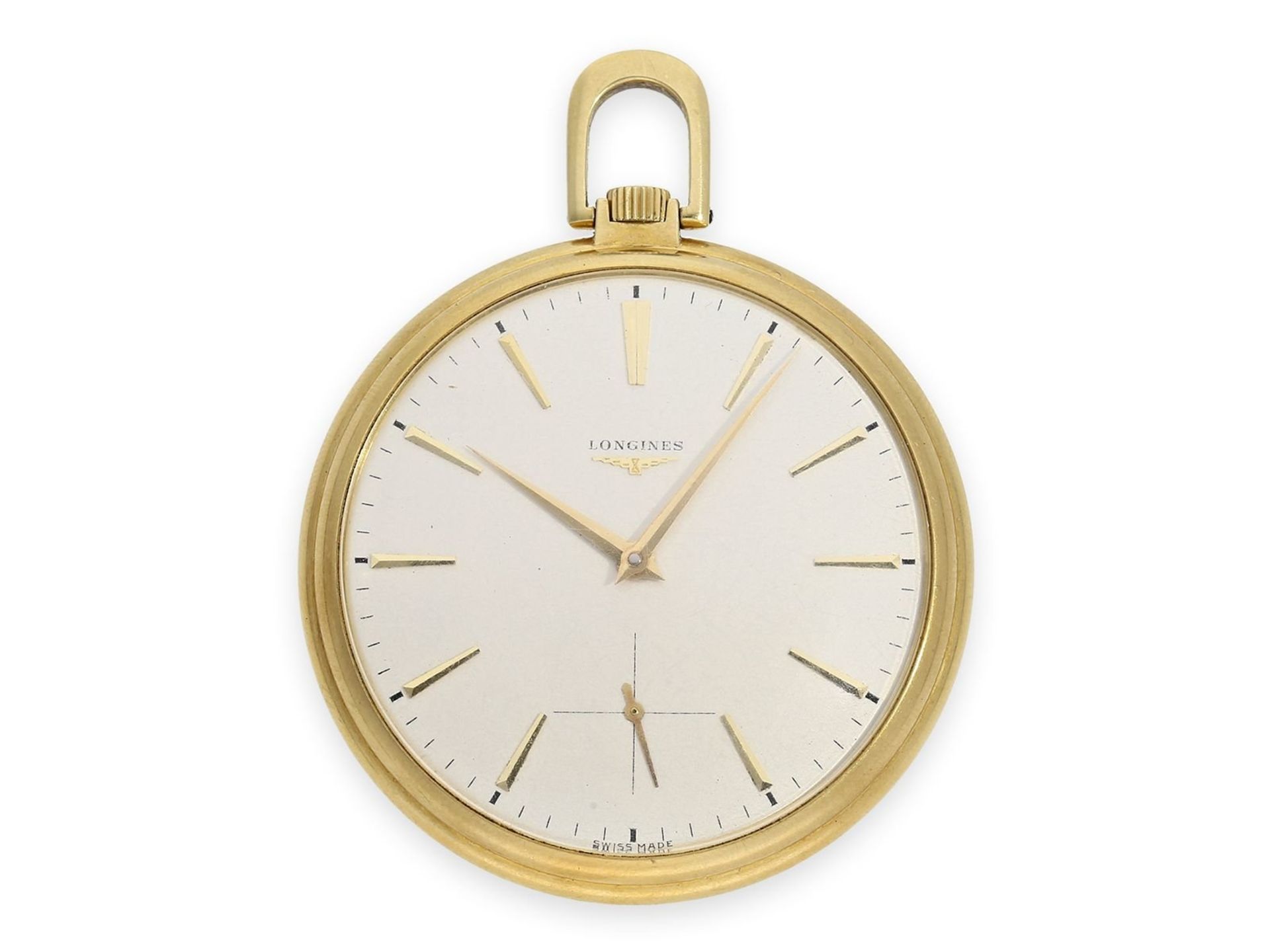 Pocket watch: rare high-quality 18K gold Longines dress watch, Reference 7236-1, calibre 37.93, year