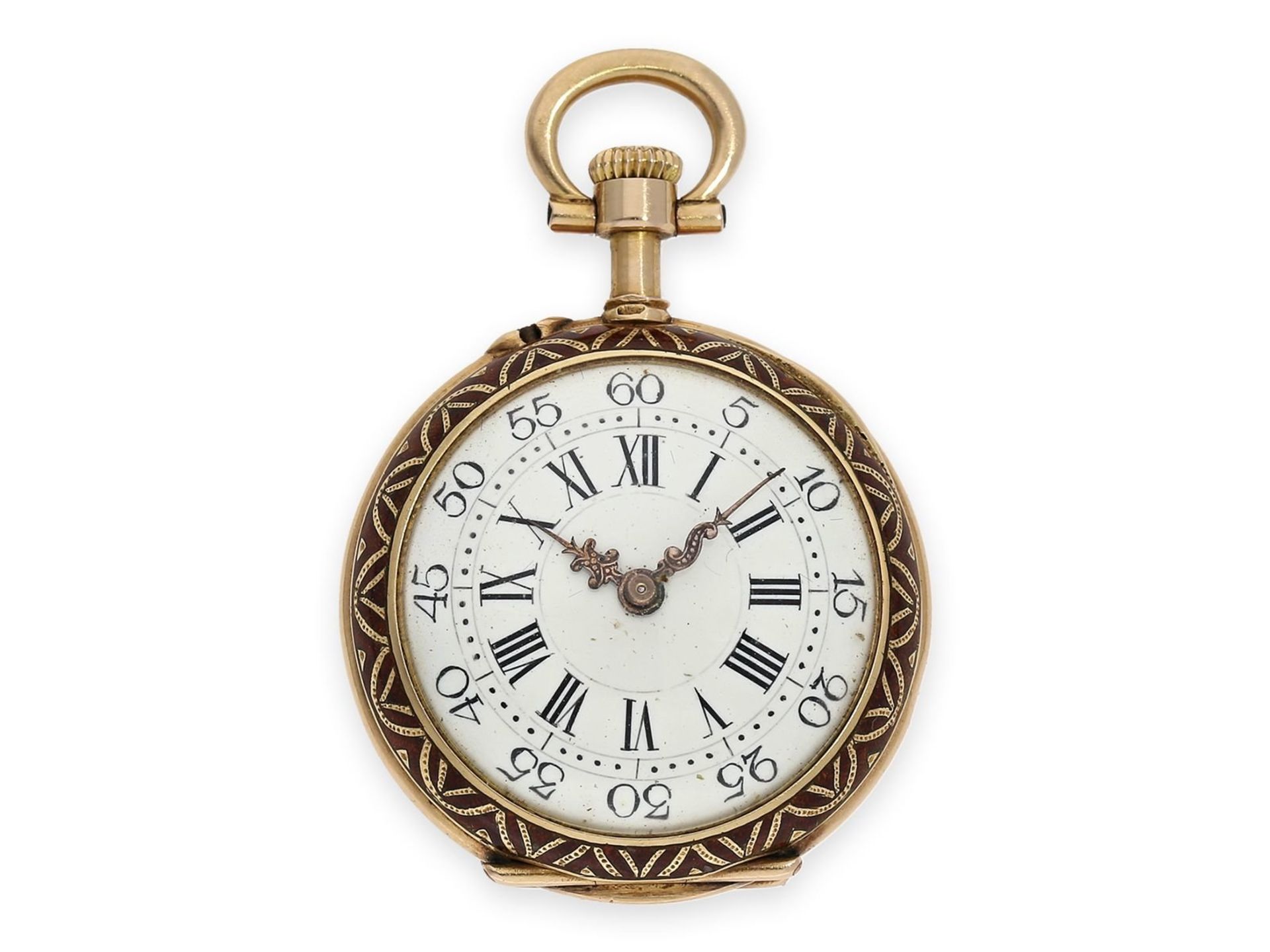 Pocket watch: ultra-fine Louis XV lady's' Lepine with gold/ enamel case, set with diamonds and - Bild 2 aus 4