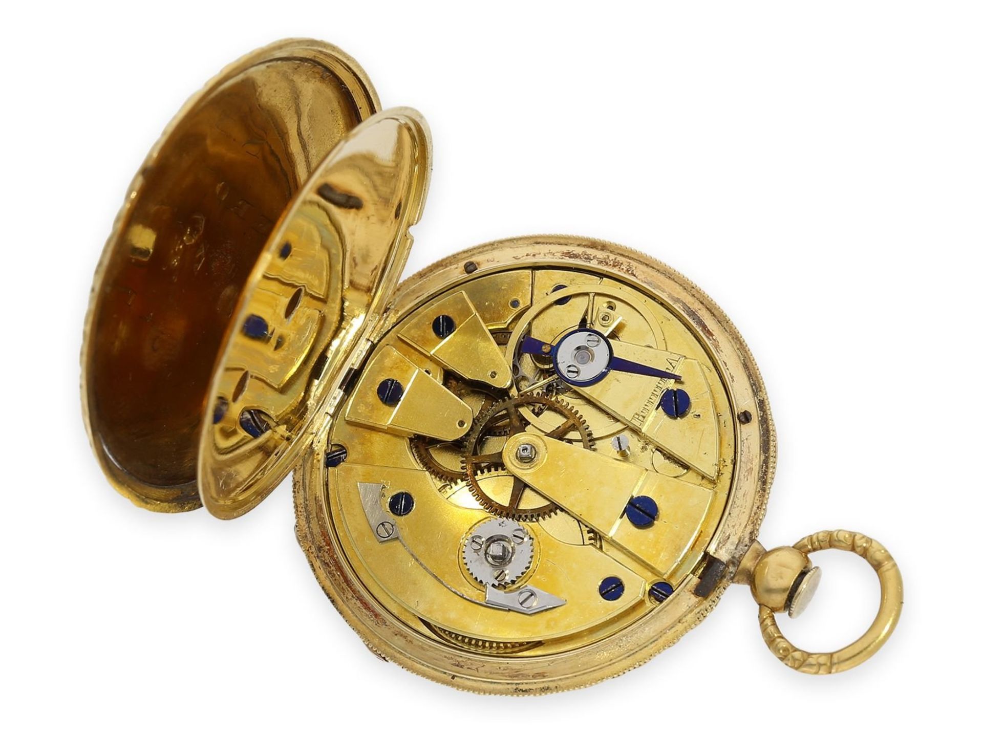 Pocket watch: ultra thin Lepine with very fine enamel painting, museum piece, Le Roy & Fils No. - Bild 7 aus 8