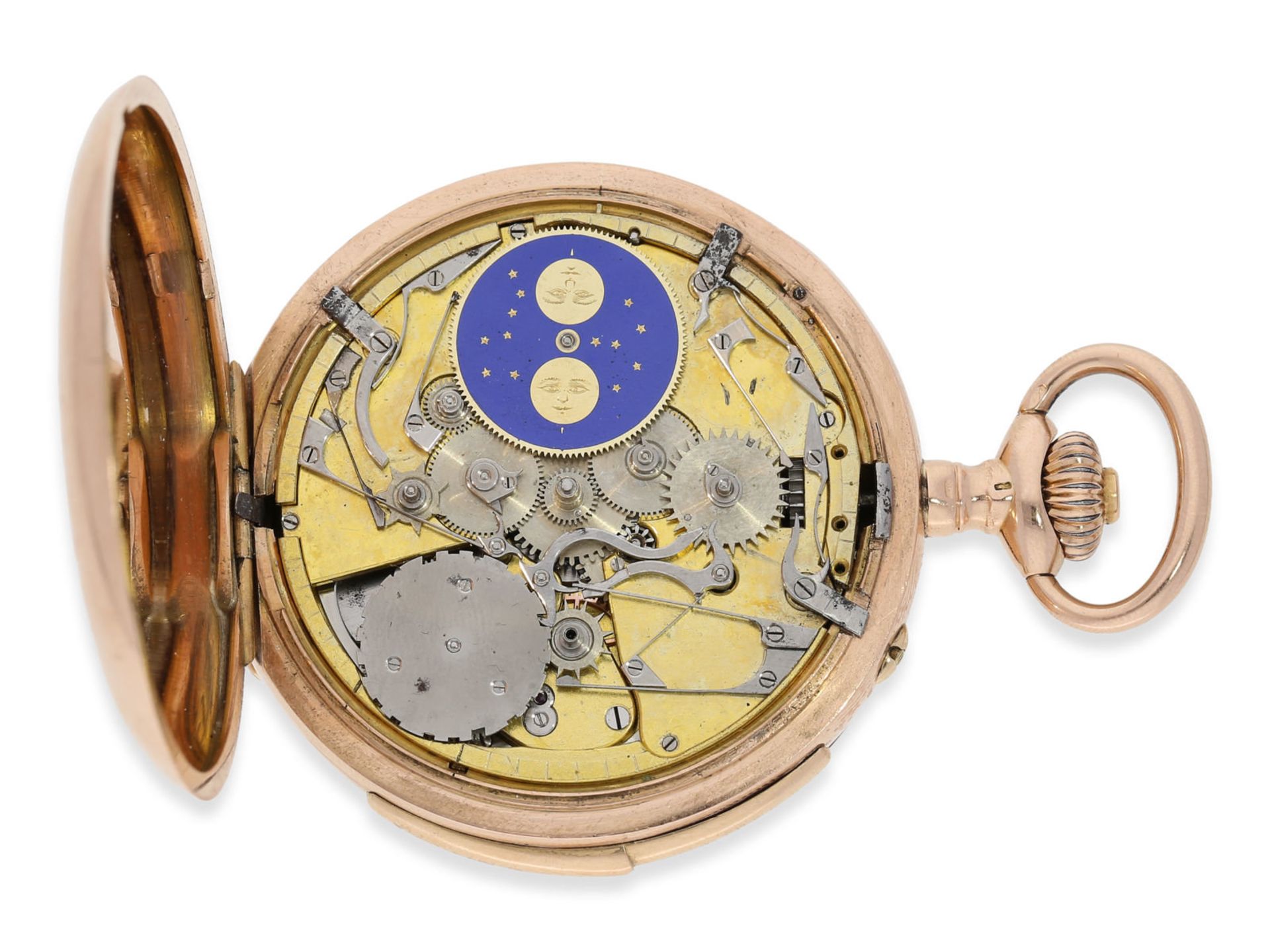 Pocket watch: rarity, very early pink gold hunting case watch with perpetual calendar and minute - Bild 8 aus 8
