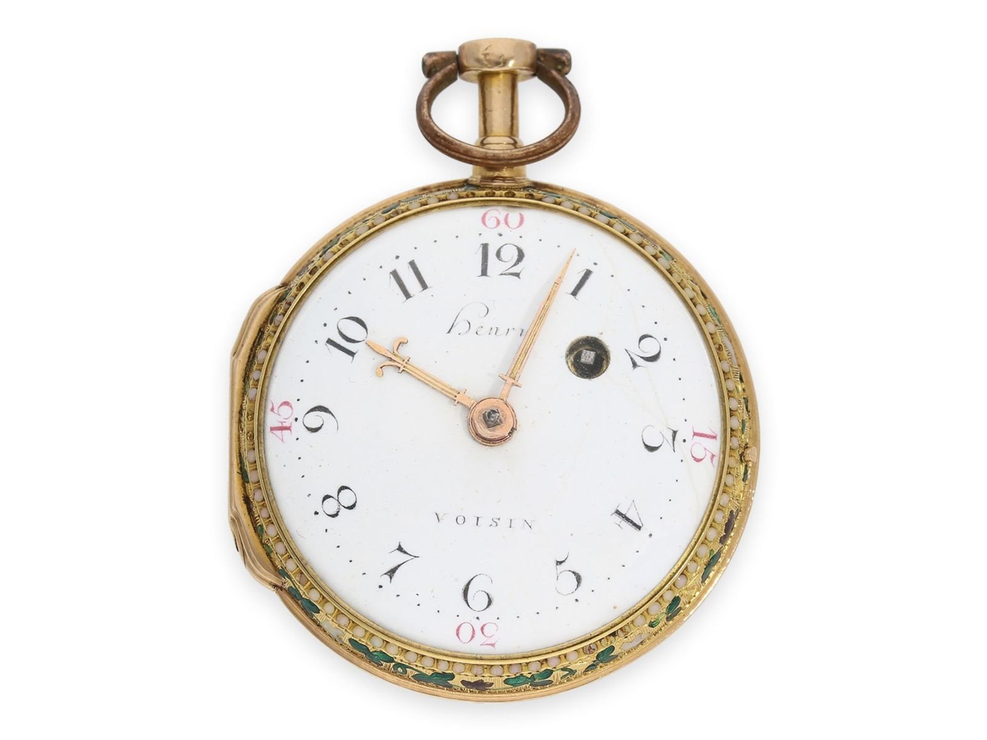 Pocket watch: fine 20K gold/ enamel verge watch, Henry Voisin Paris No.4658, ca. 1770 - Bild 2 aus 6