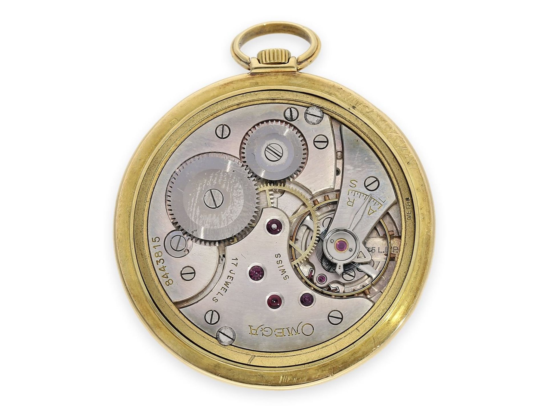 Pocket watch: rare Omega dress watch with 2-coloured dial, Art Deco, 18K gold, ca. 1935 - Bild 2 aus 4