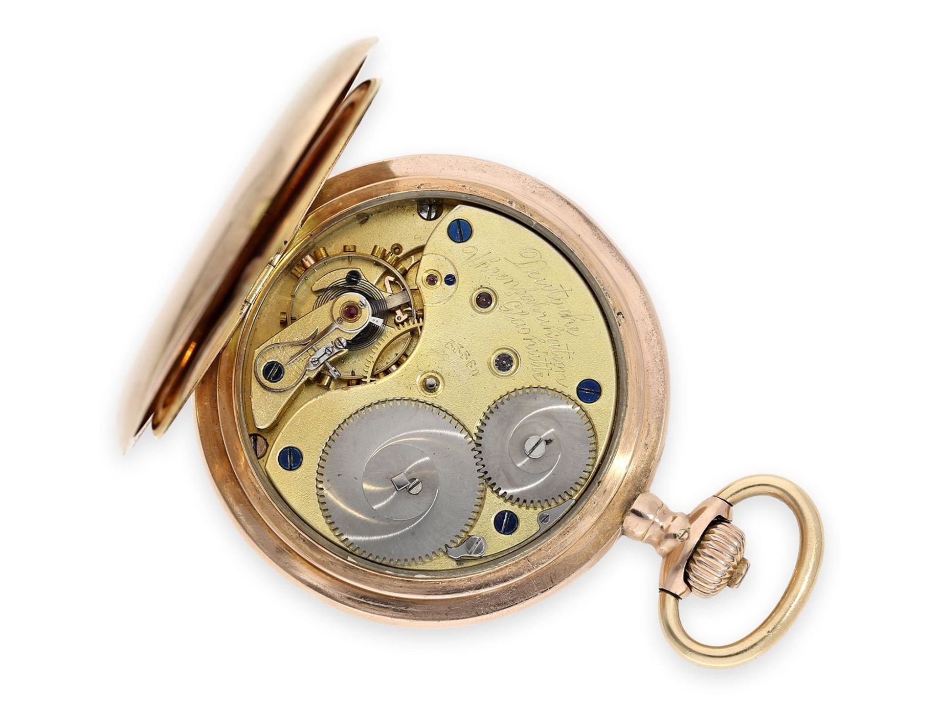 Pocket watch: exceptionally large A. Lange & Söhne gold hunting case watch in original condition - Bild 3 aus 10