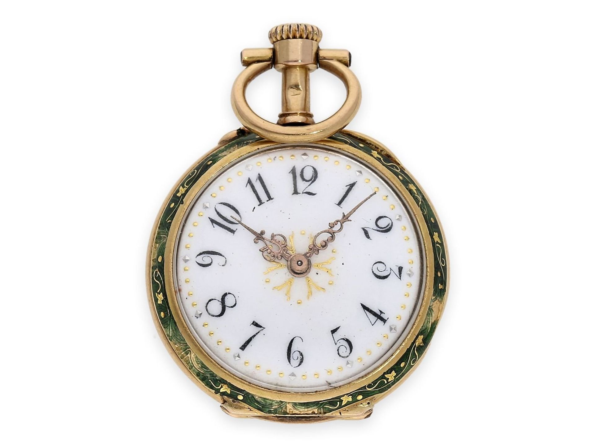 Pendant watch: exquisite gold/ enamel lady's watch with diamond setting, No. 37168, attributed to Le - Bild 2 aus 5