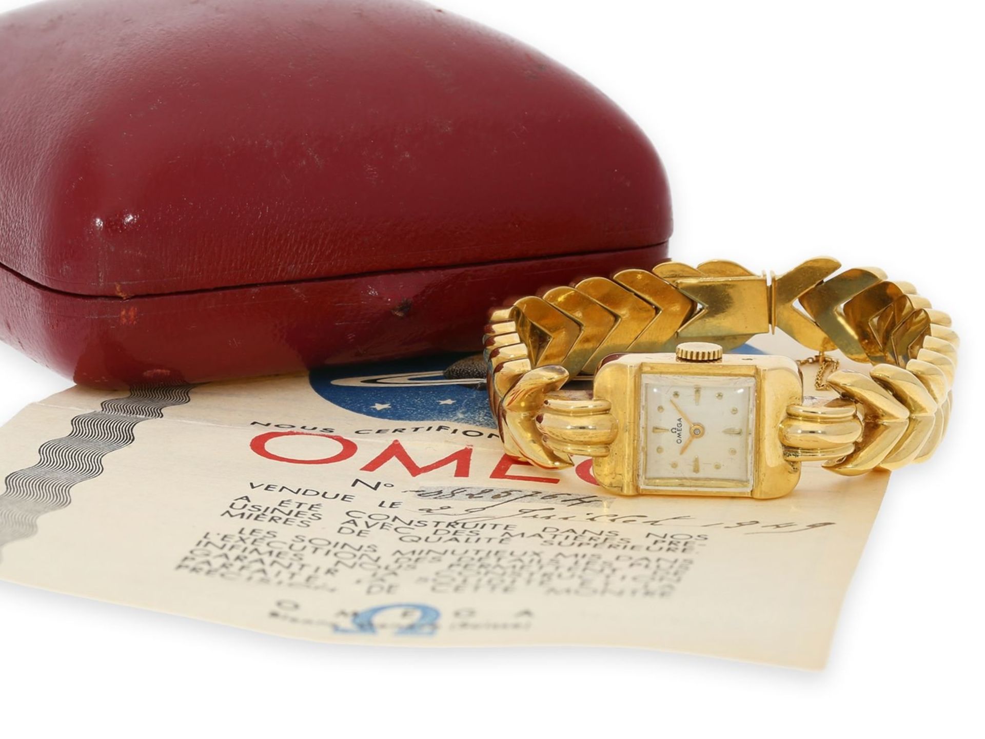 Wristwatch: early luxury Omega lady's watch in extremely rare original condition with original box