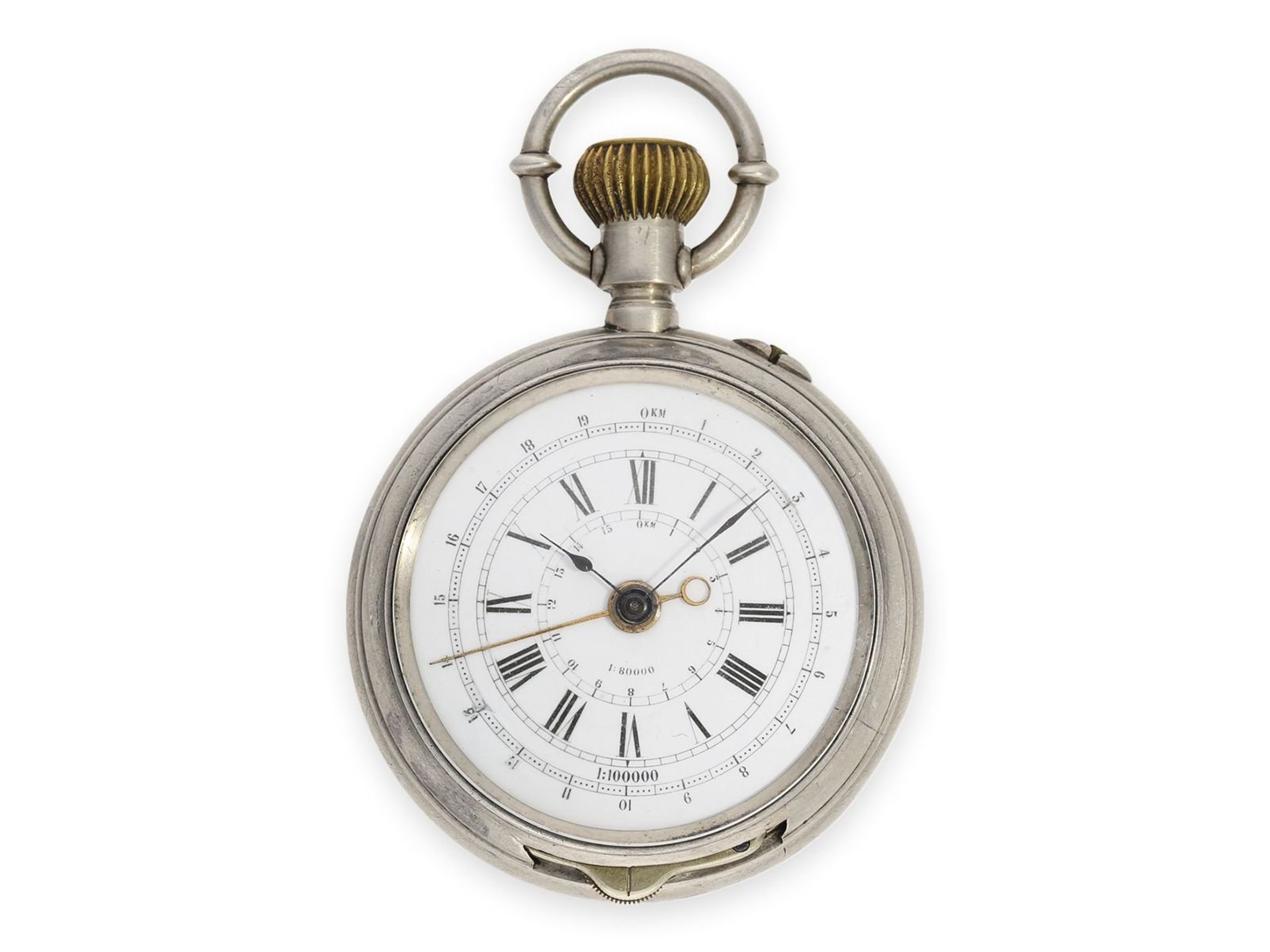 Pocket watch: rarity, double-sided silver military chronograph to determine the distance of - Bild 2 aus 2