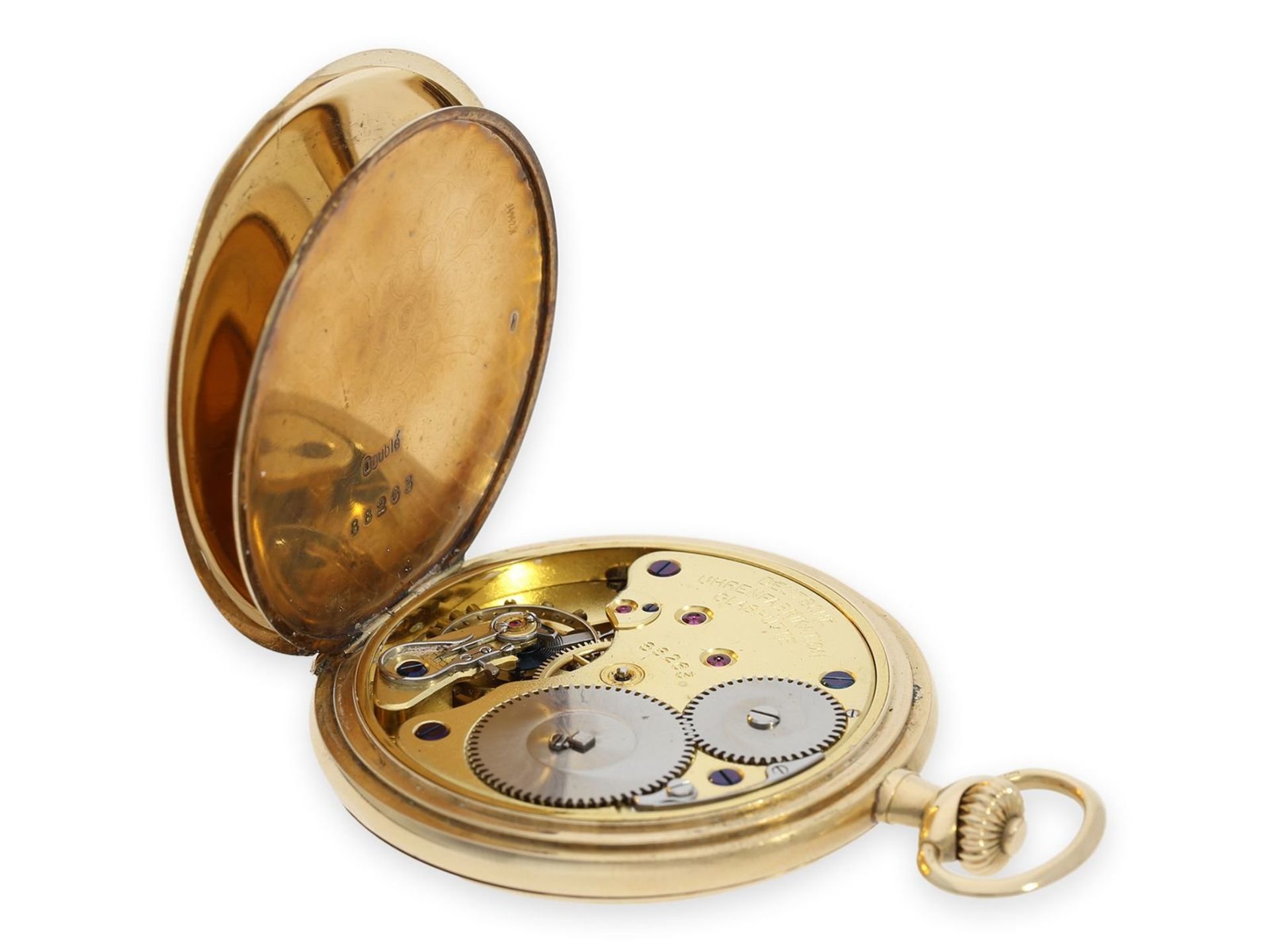 Pocket watch: very well preserved A. Lange & Söhne gold hunting case watch, Glashütte 1920-1925, - Bild 4 aus 9