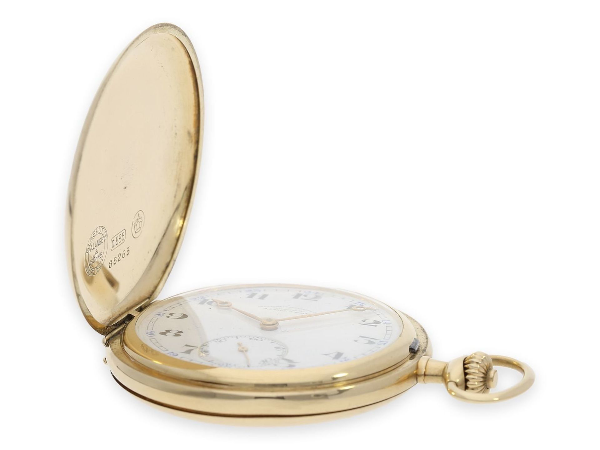 Pocket watch: very well preserved A. Lange & Söhne gold hunting case watch, Glashütte 1920-1925, - Bild 2 aus 9