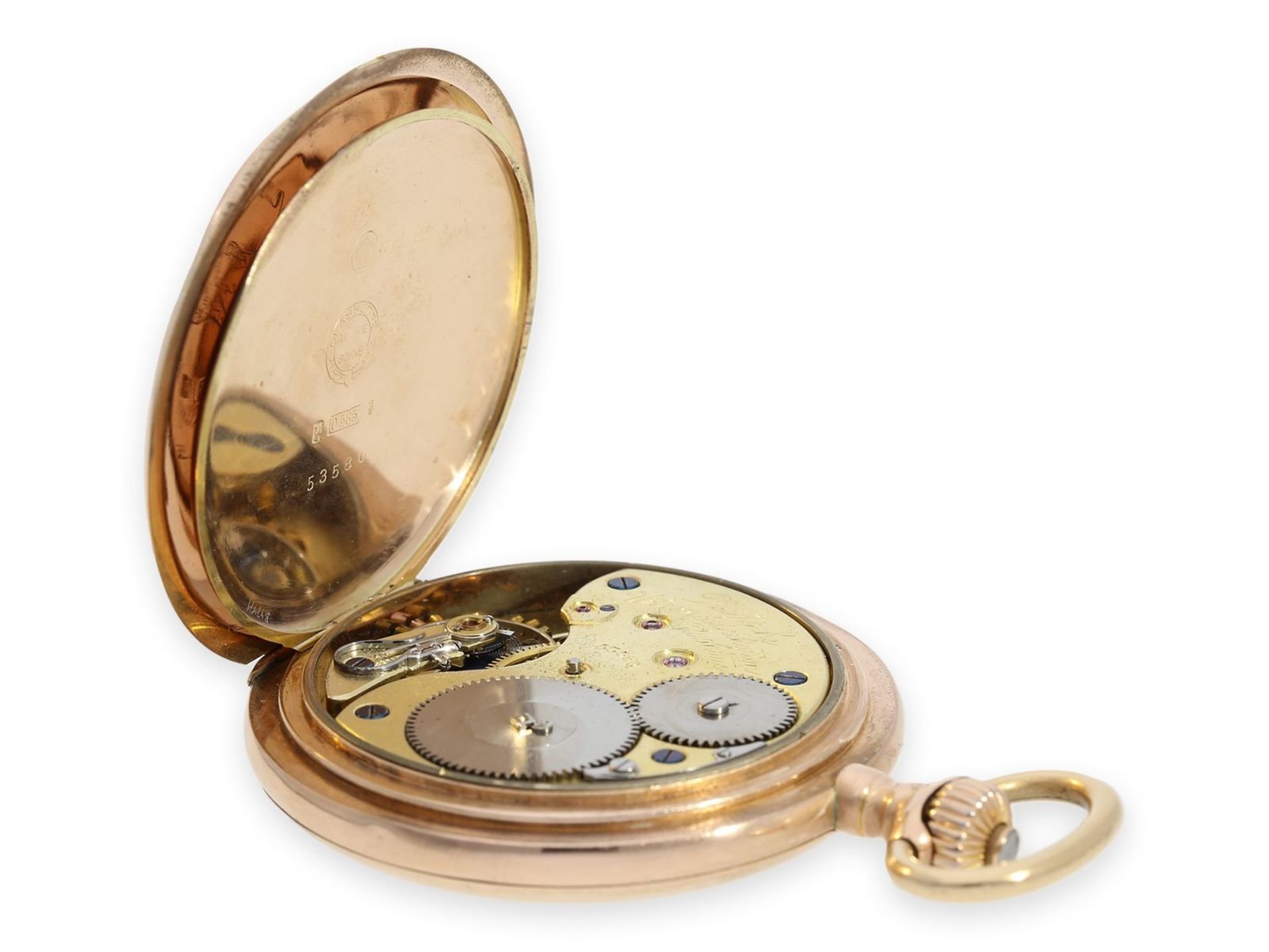 Pocket watch: exceptionally large A. Lange & Söhne gold hunting case watch in original condition - Bild 4 aus 10