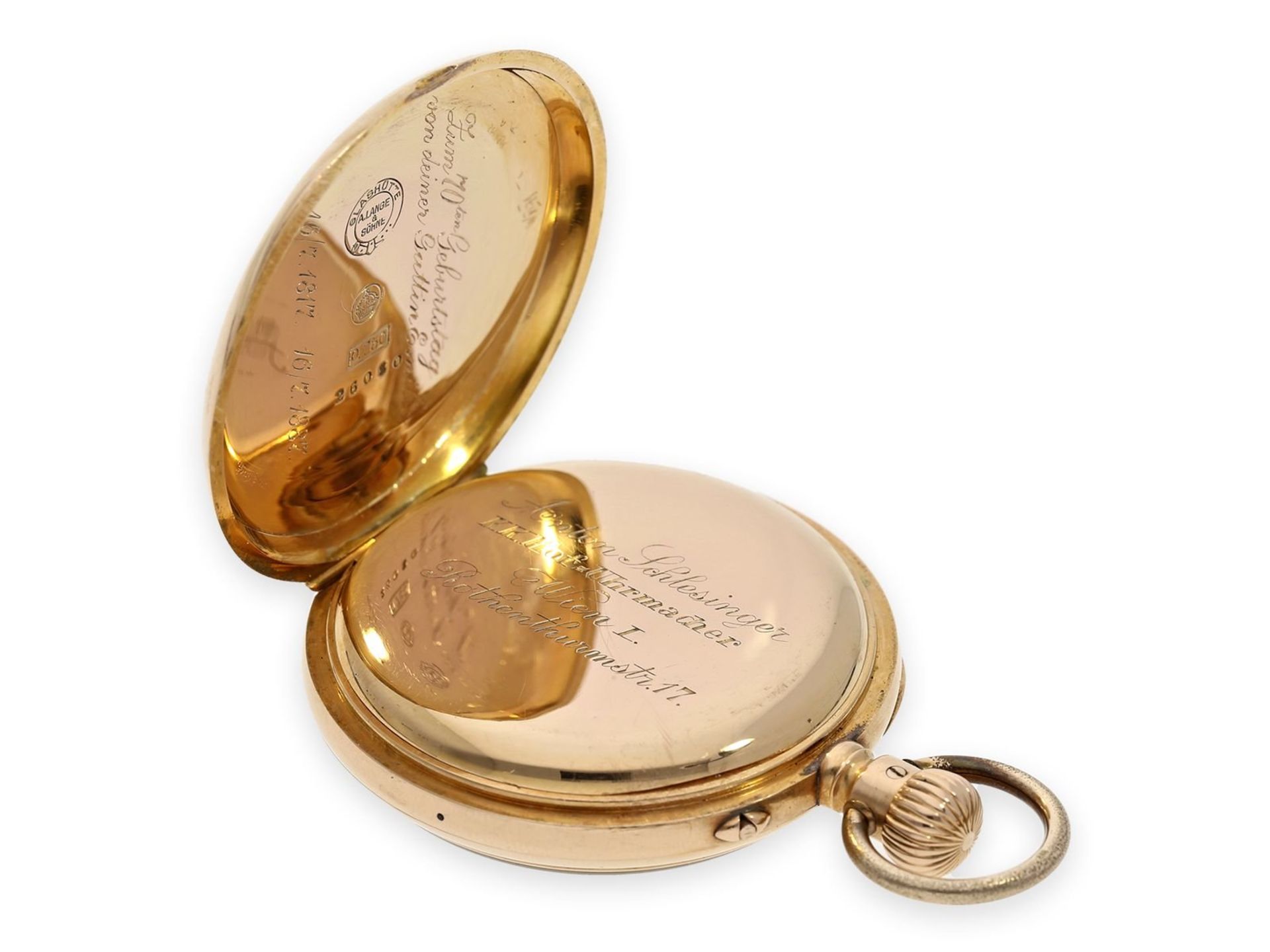 Pocket watch: early pink gold pocket watch by A. Lange & Söhne Glashütte, No.26080, made for the - Bild 5 aus 7