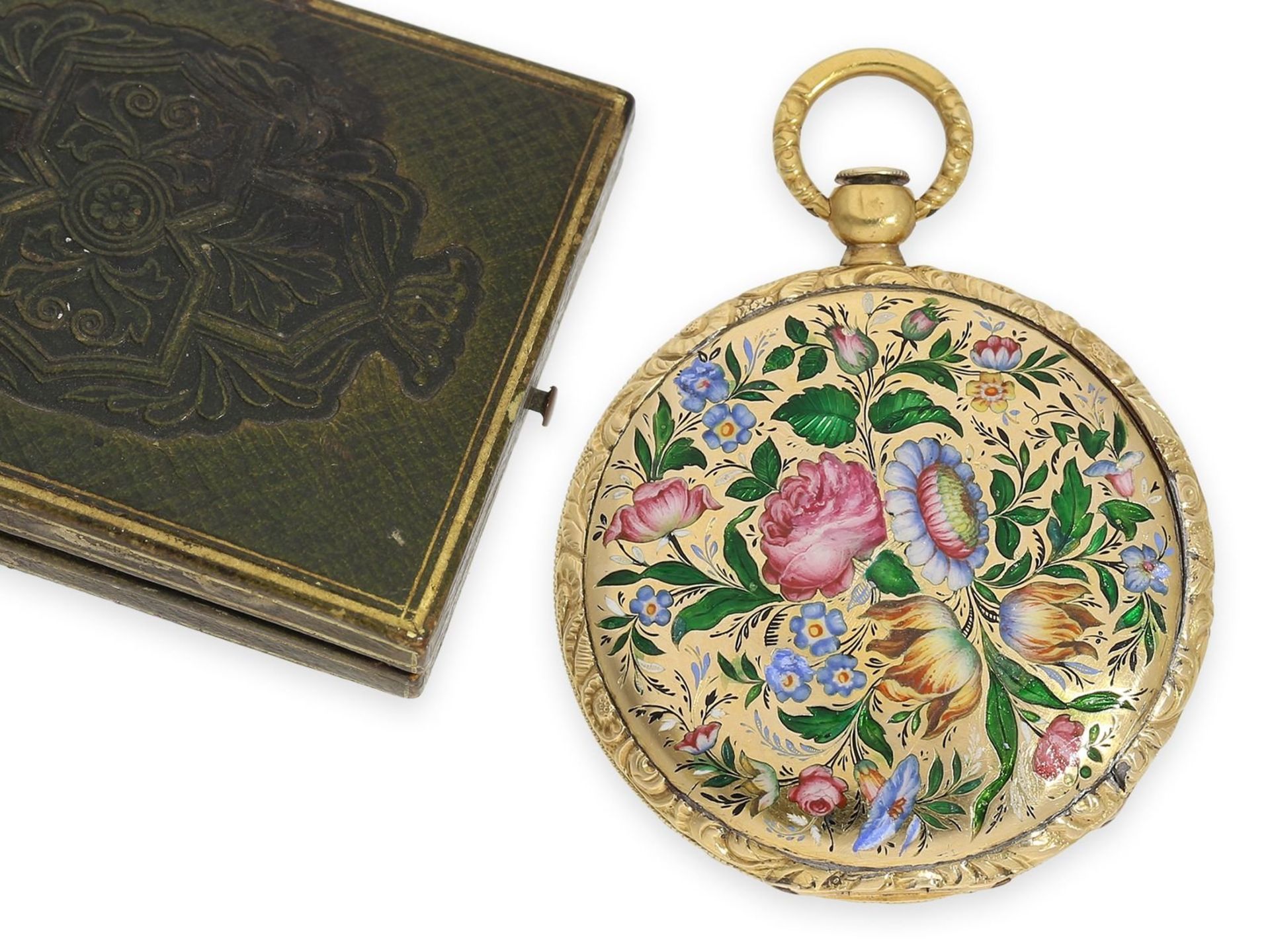 Pocket watch: ultra thin Lepine with very fine enamel painting, museum piece, Le Roy & Fils No.