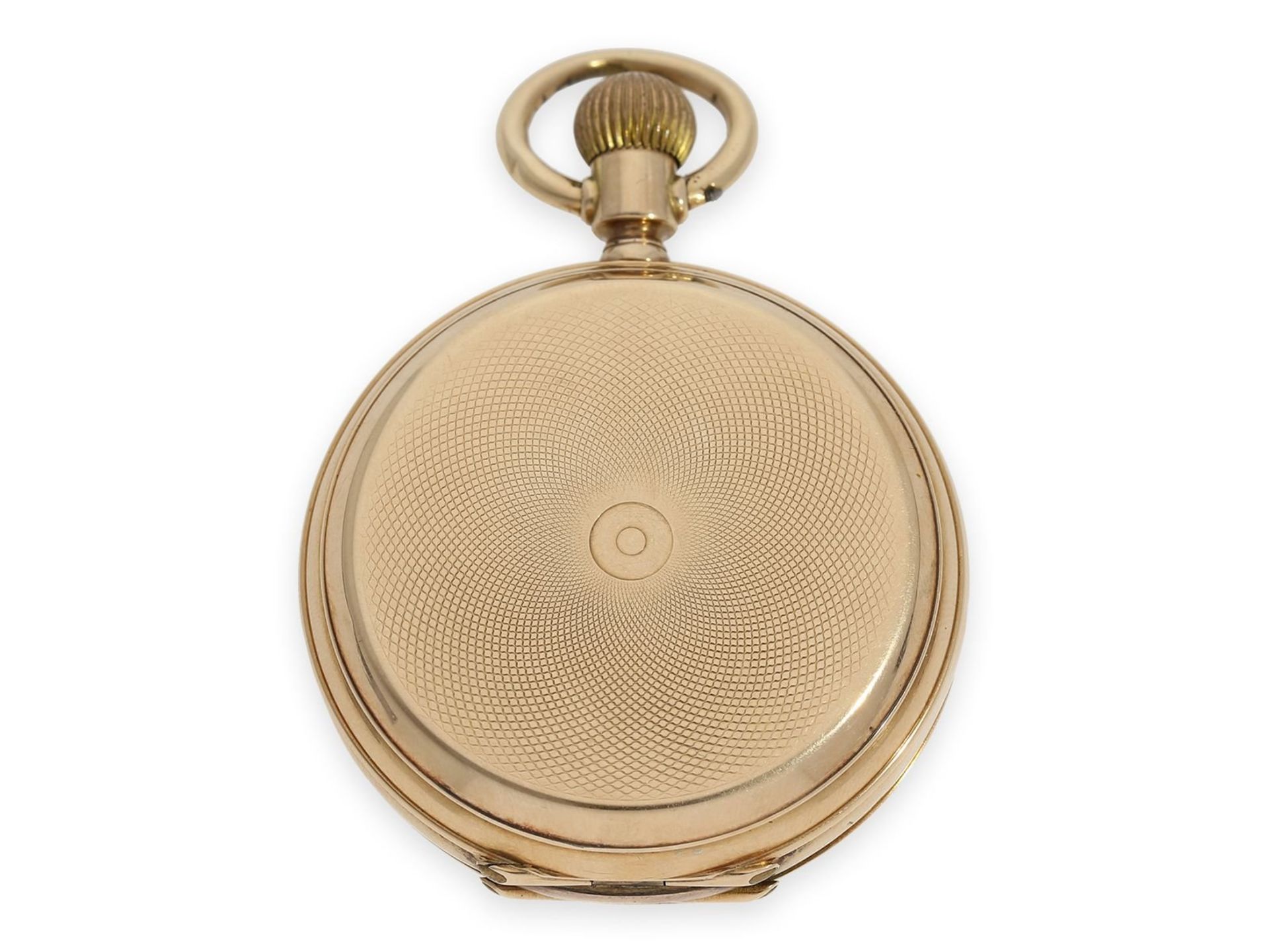 Pocket watch: fine Swiss gold hunting case watch with calendar on the back, ca. 1880 - Bild 6 aus 6