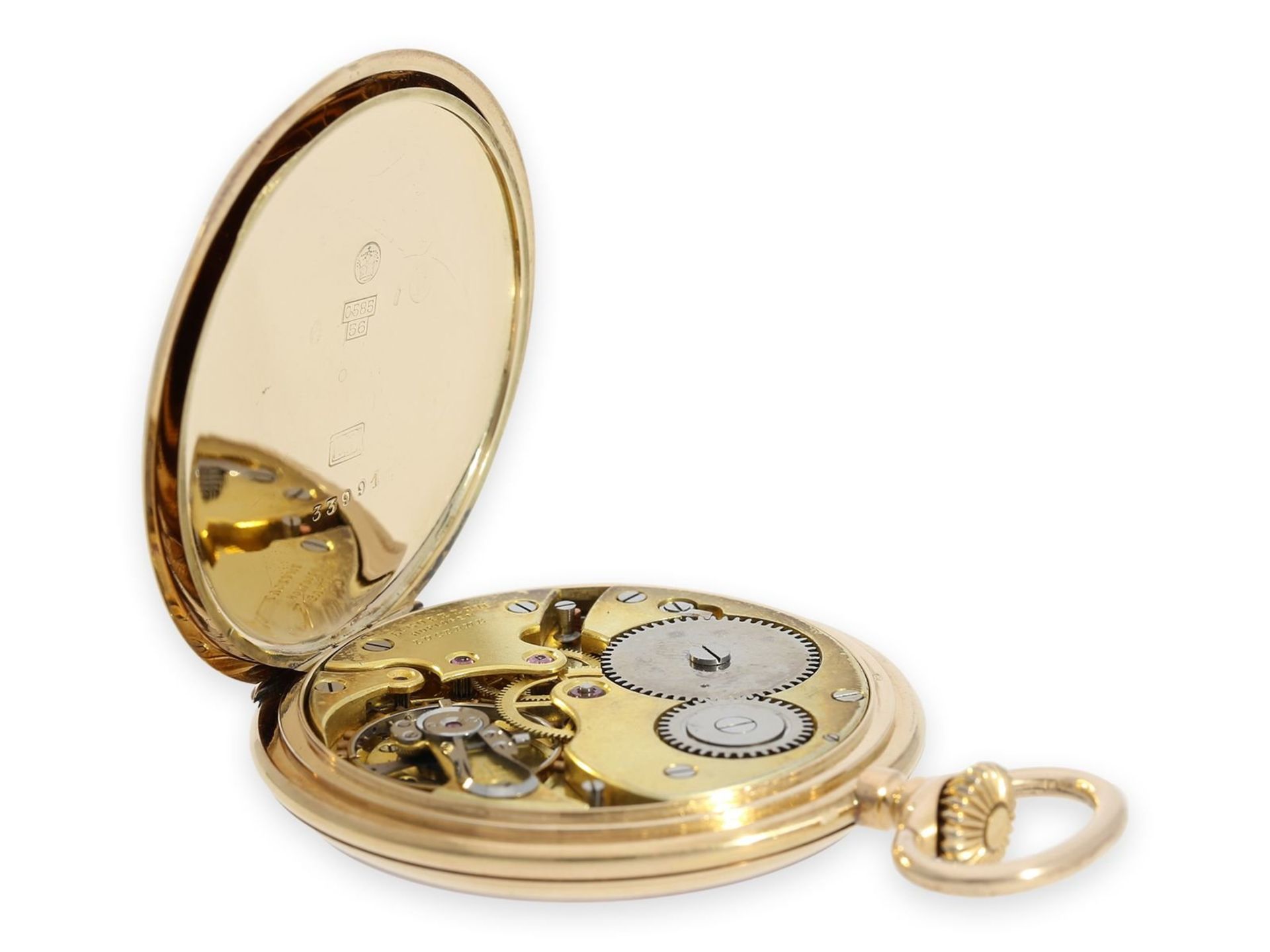 Pocket watch: attractive gold precision pocket watch, ca. 1910, with original box, E. Gübelin - Bild 3 aus 7