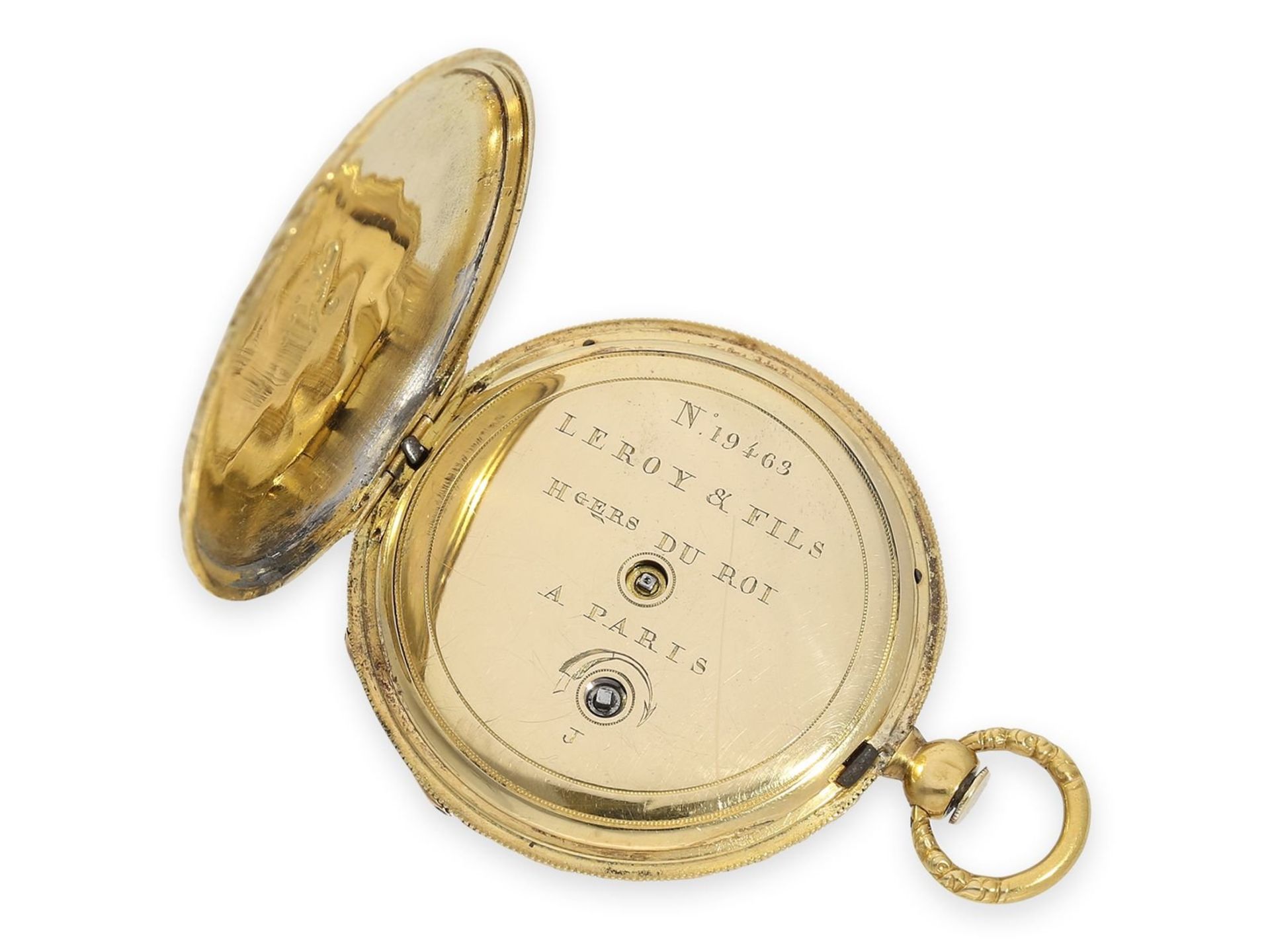 Pocket watch: ultra thin Lepine with very fine enamel painting, museum piece, Le Roy & Fils No. - Bild 5 aus 8