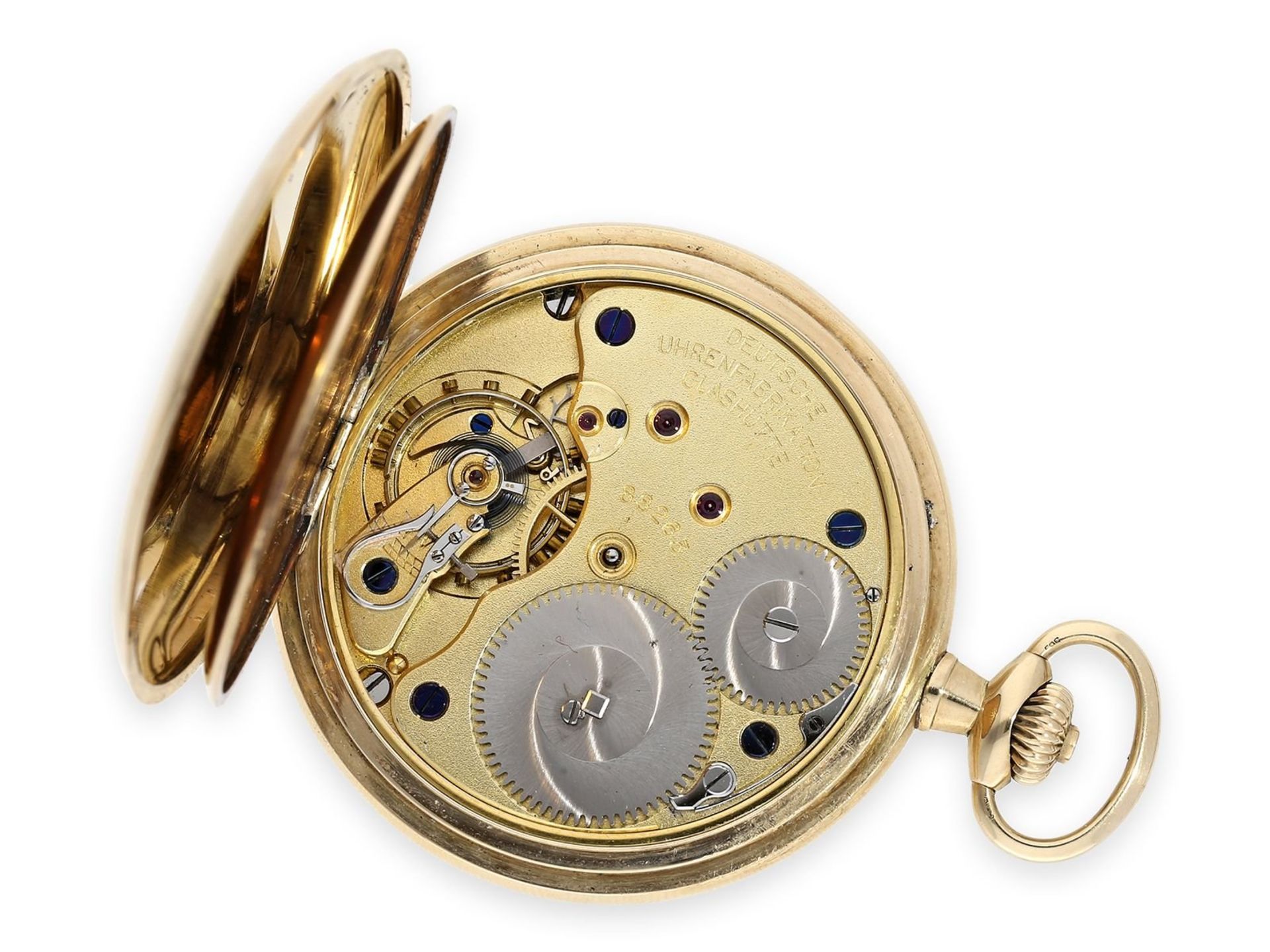 Pocket watch: very well preserved A. Lange & Söhne gold hunting case watch, Glashütte 1920-1925, - Bild 3 aus 9