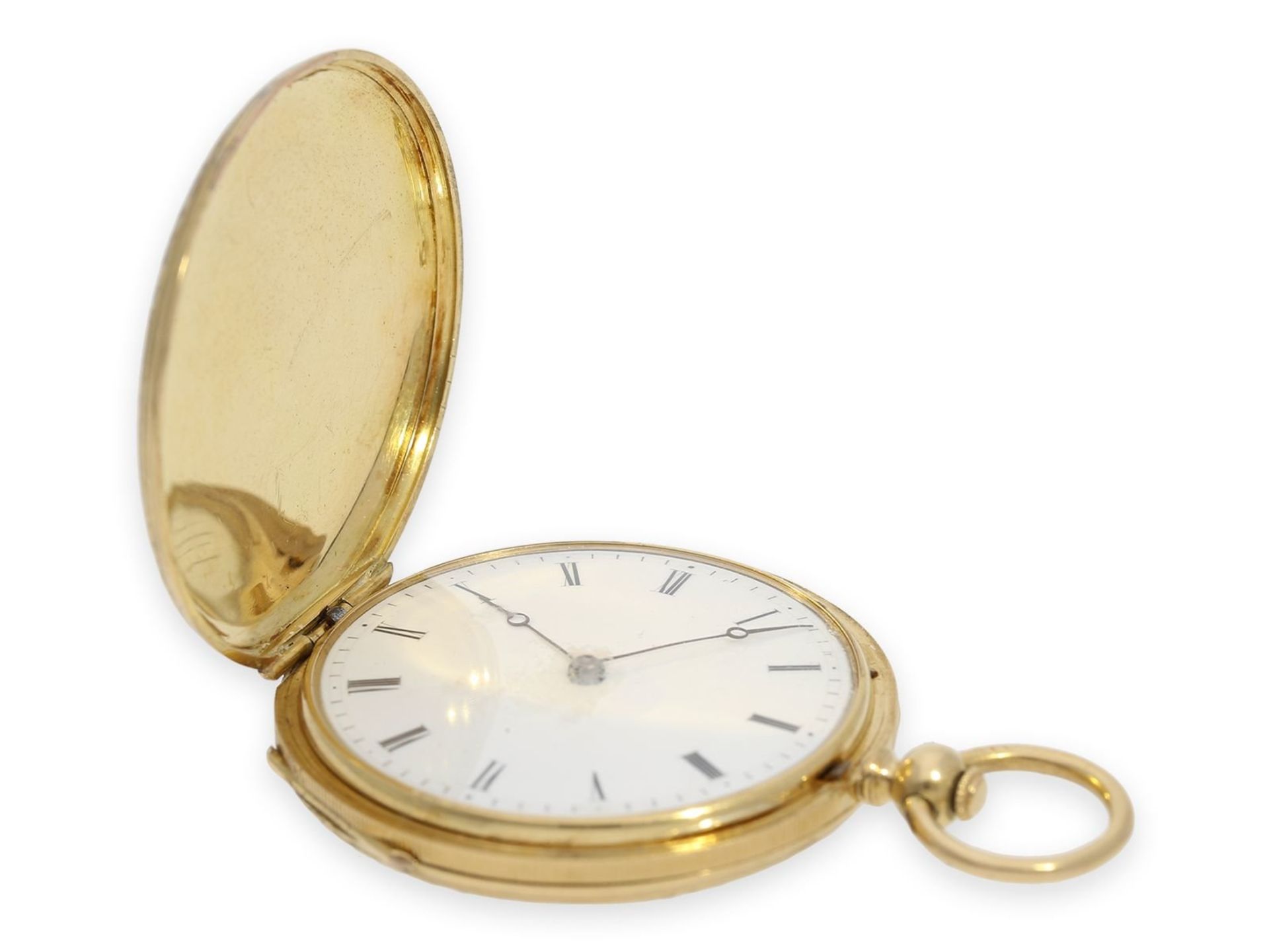 Pocket watch: beautiful gold/ enamel hunting case watch in the style of the early watches by Patek & - Bild 6 aus 8