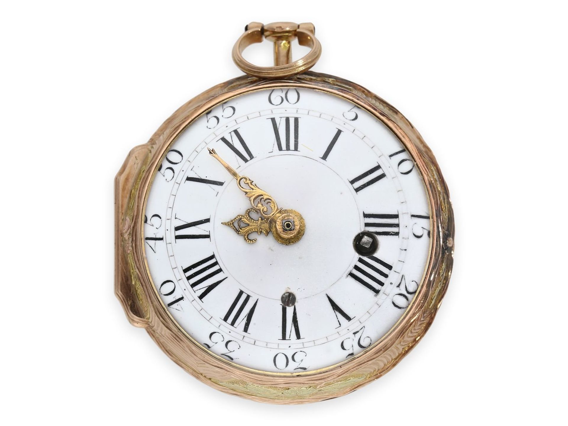 Pocket watch: magnificent German Rococo verge watch with 4-colour gold case and very elaborate and - Bild 2 aus 5