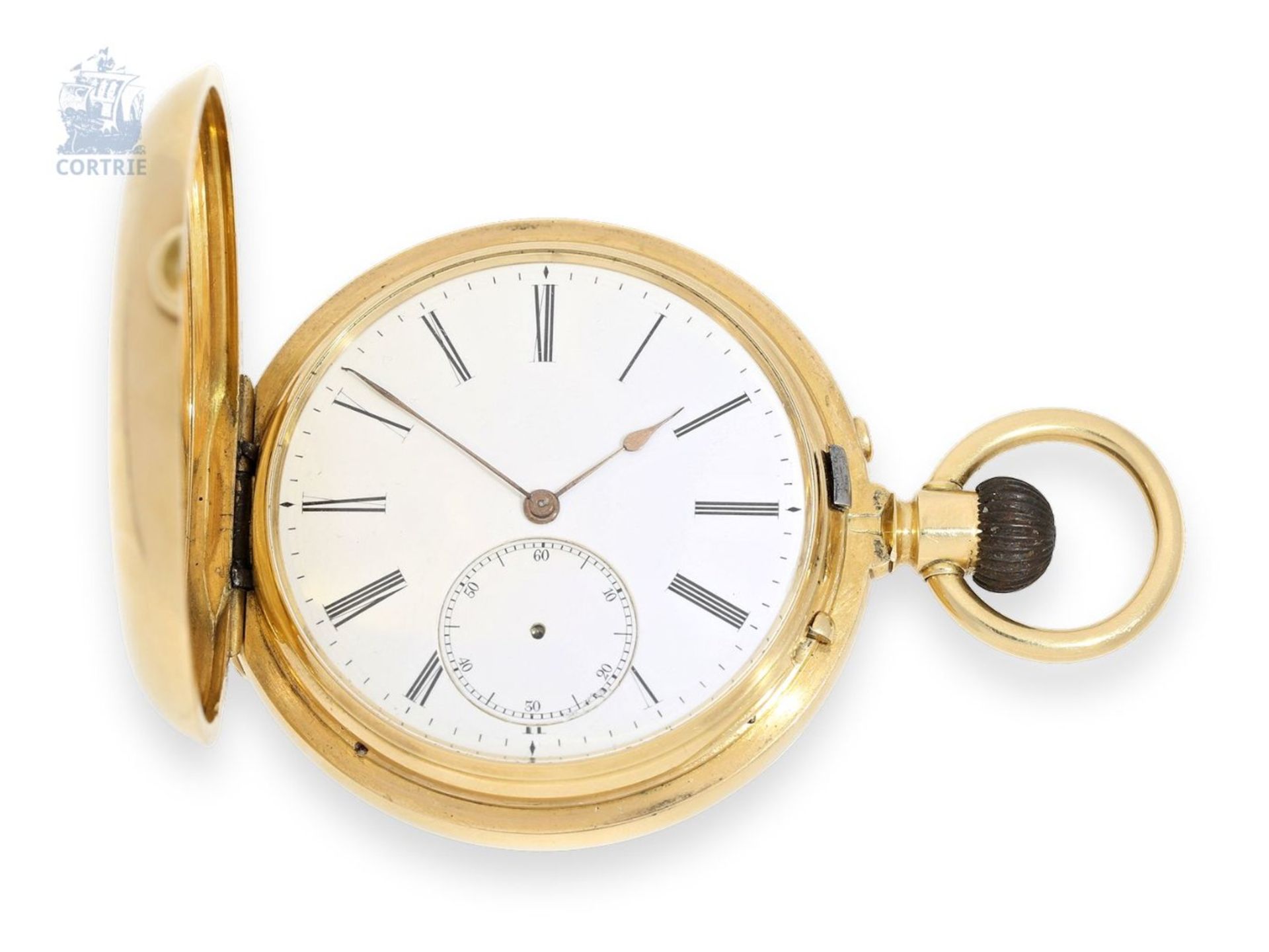 Pocket watch: exceptionally heavy gold hunting case watch with rare calendar, chronometer, - Bild 6 aus 6