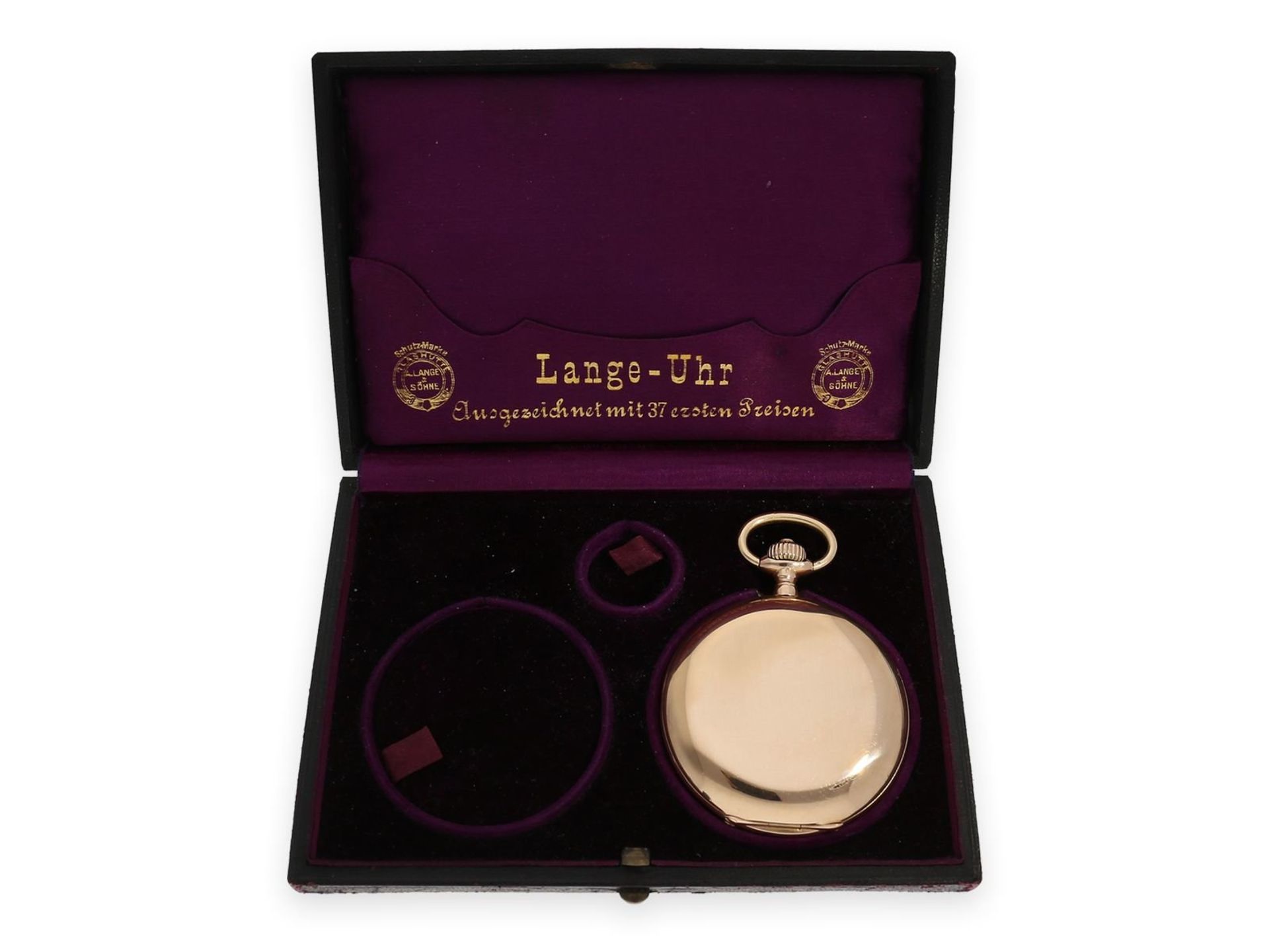 Pocket watch: exceptionally large A. Lange & Söhne gold hunting case watch in original condition - Bild 10 aus 10