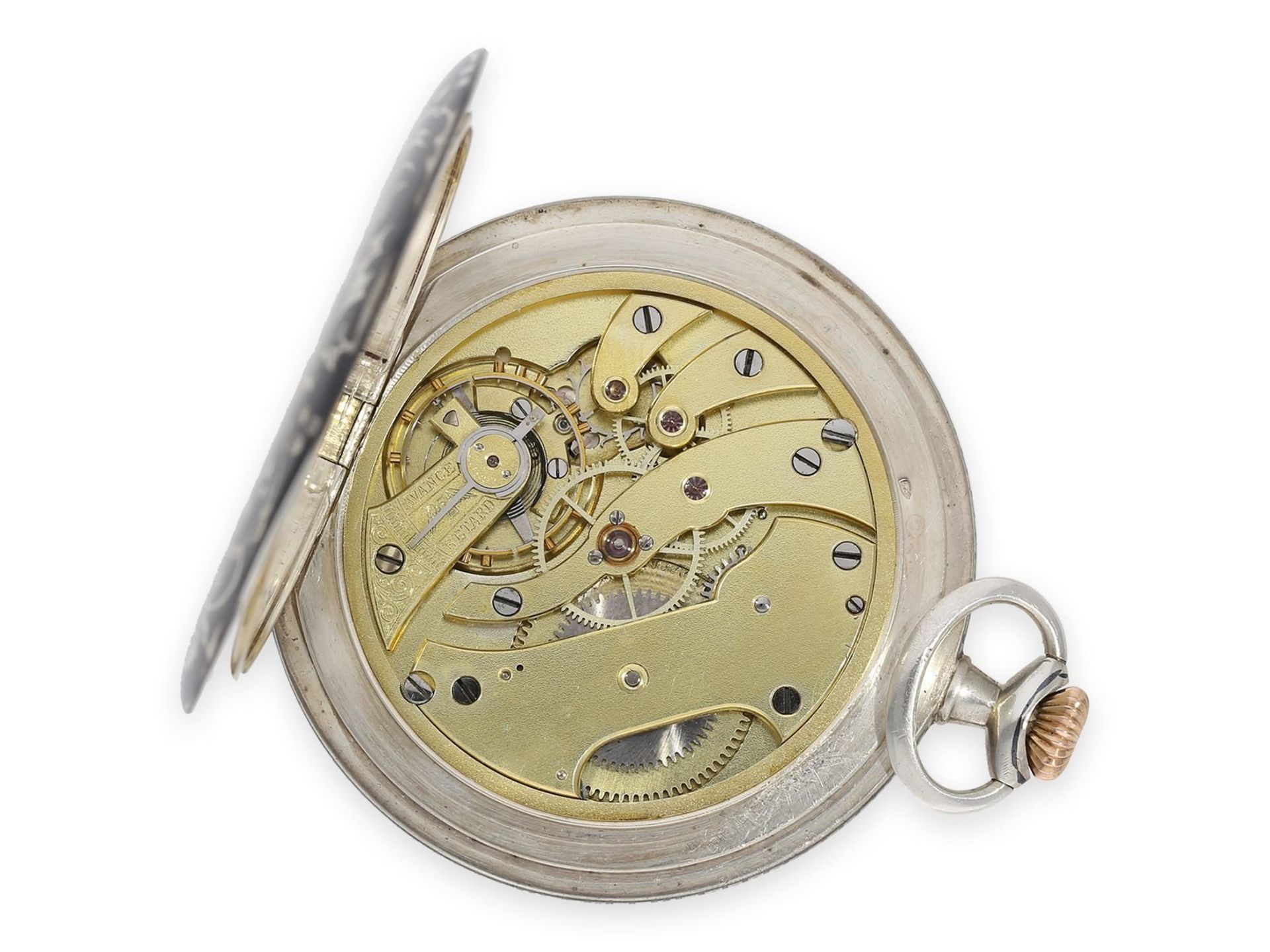 Pocket watch: exquisite Art Nouveau niello man's set, Oscar Fresard Lucerne for Hamilton Calcutta, - Bild 3 aus 9