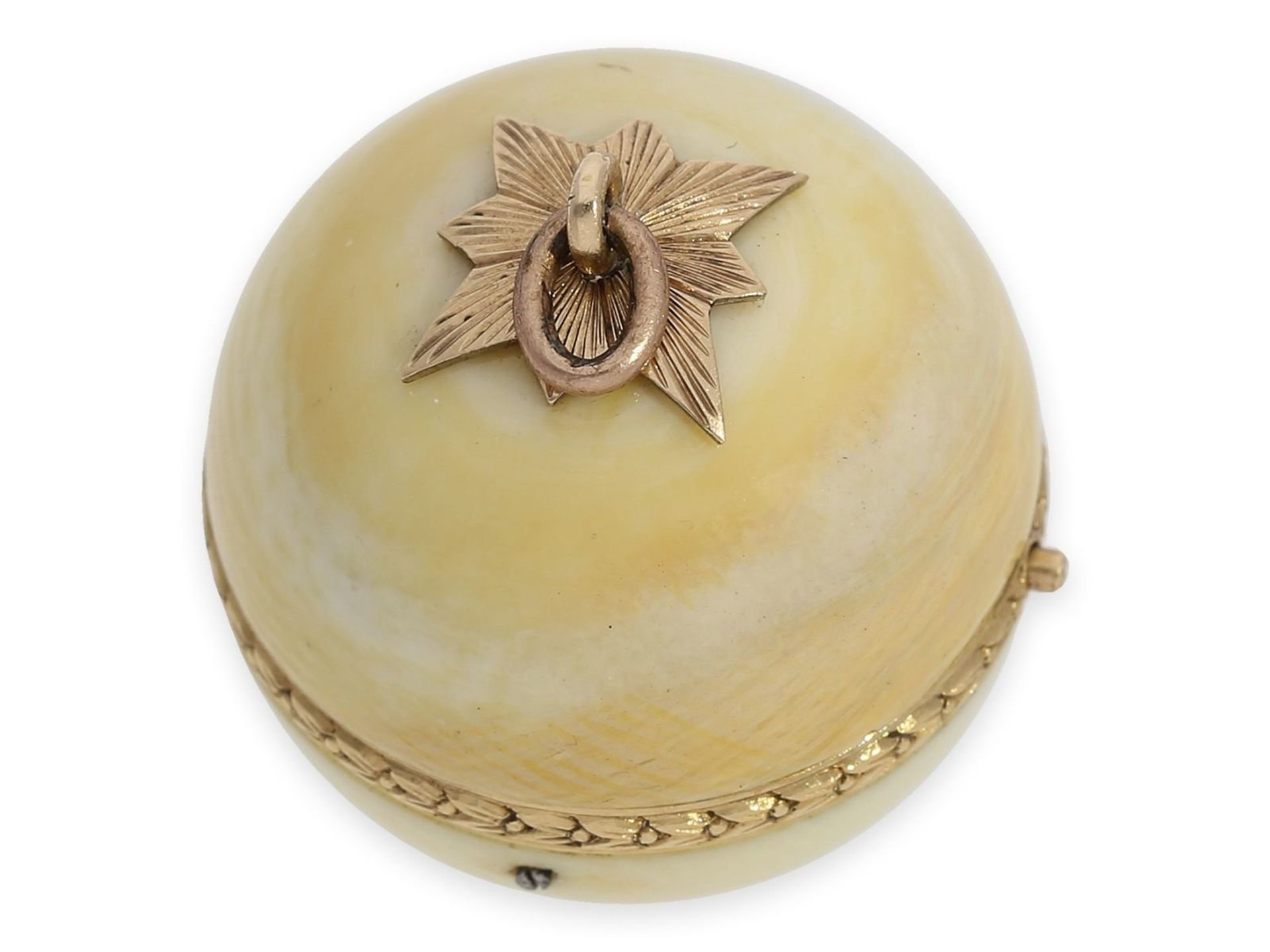 Pendant watch/ form watch: rarity, ball watch "Boule de Geneve" with extremely rare gold and ivory - Bild 4 aus 5