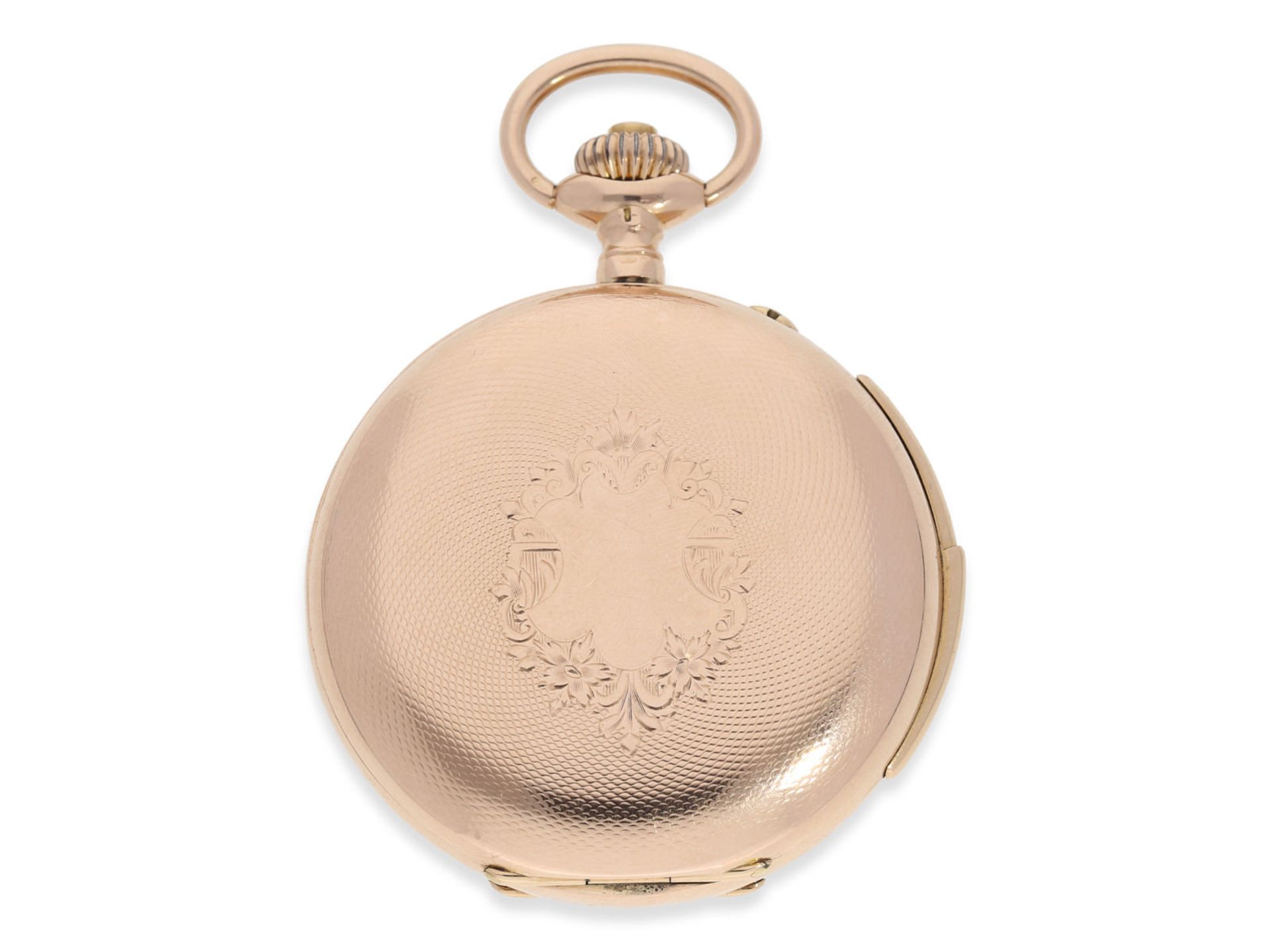 Pocket watch: rarity, very early pink gold hunting case watch with perpetual calendar and minute - Bild 2 aus 8