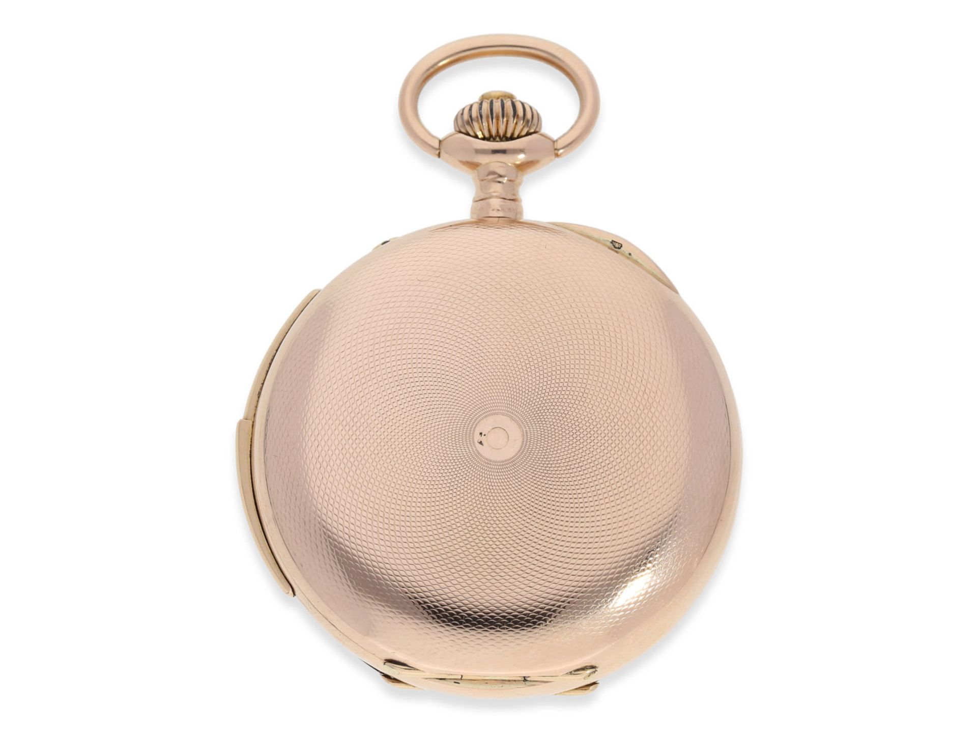 Pocket watch: rarity, very early pink gold hunting case watch with perpetual calendar and minute - Bild 3 aus 8