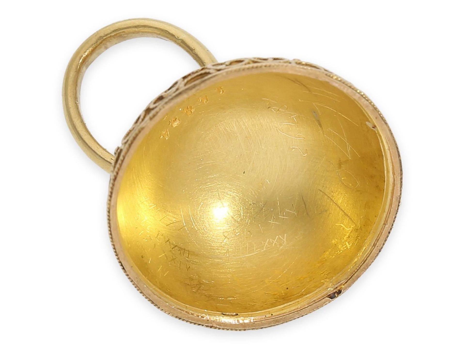 Form watch/ pendant watch: exquisite "Boule de Geneve" ball form watch with granulation and - Bild 6 aus 6