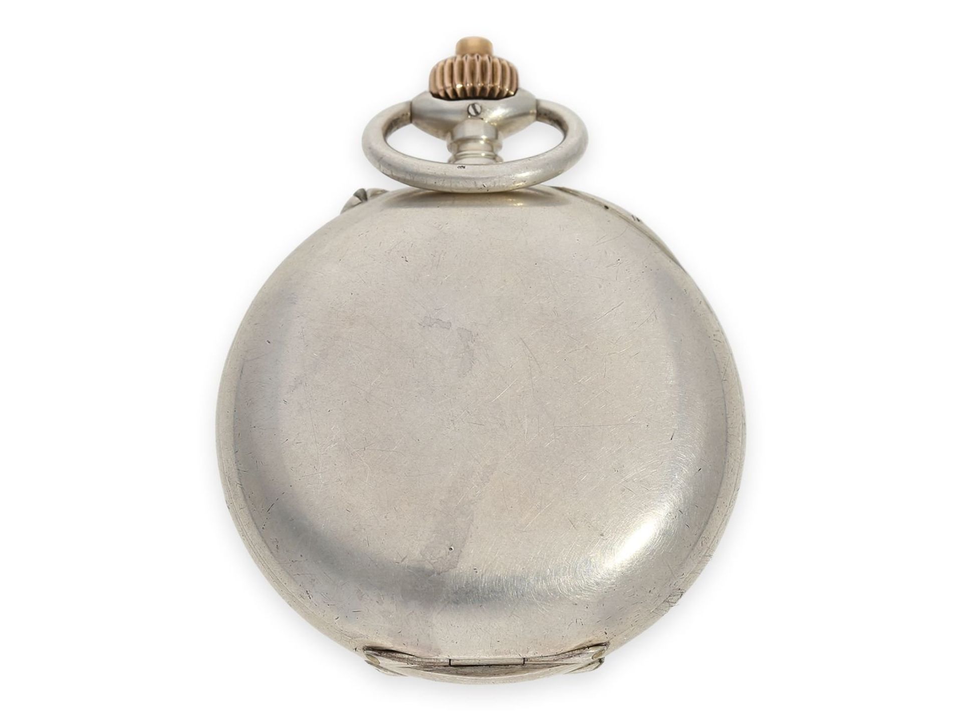 Pocket watch: very beautiful silver Longines pocket chronograph "Antimagnetique" with special dial - Bild 6 aus 6