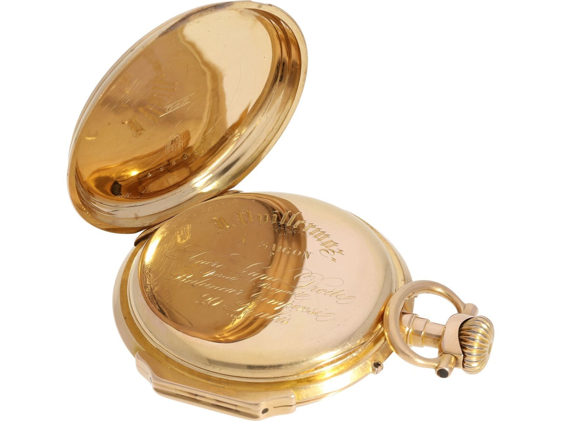 Pocket watch: very beautiful Louis XV Lepine with calendar, 18K pink gold, signed Vuillermos a - Bild 5 aus 5