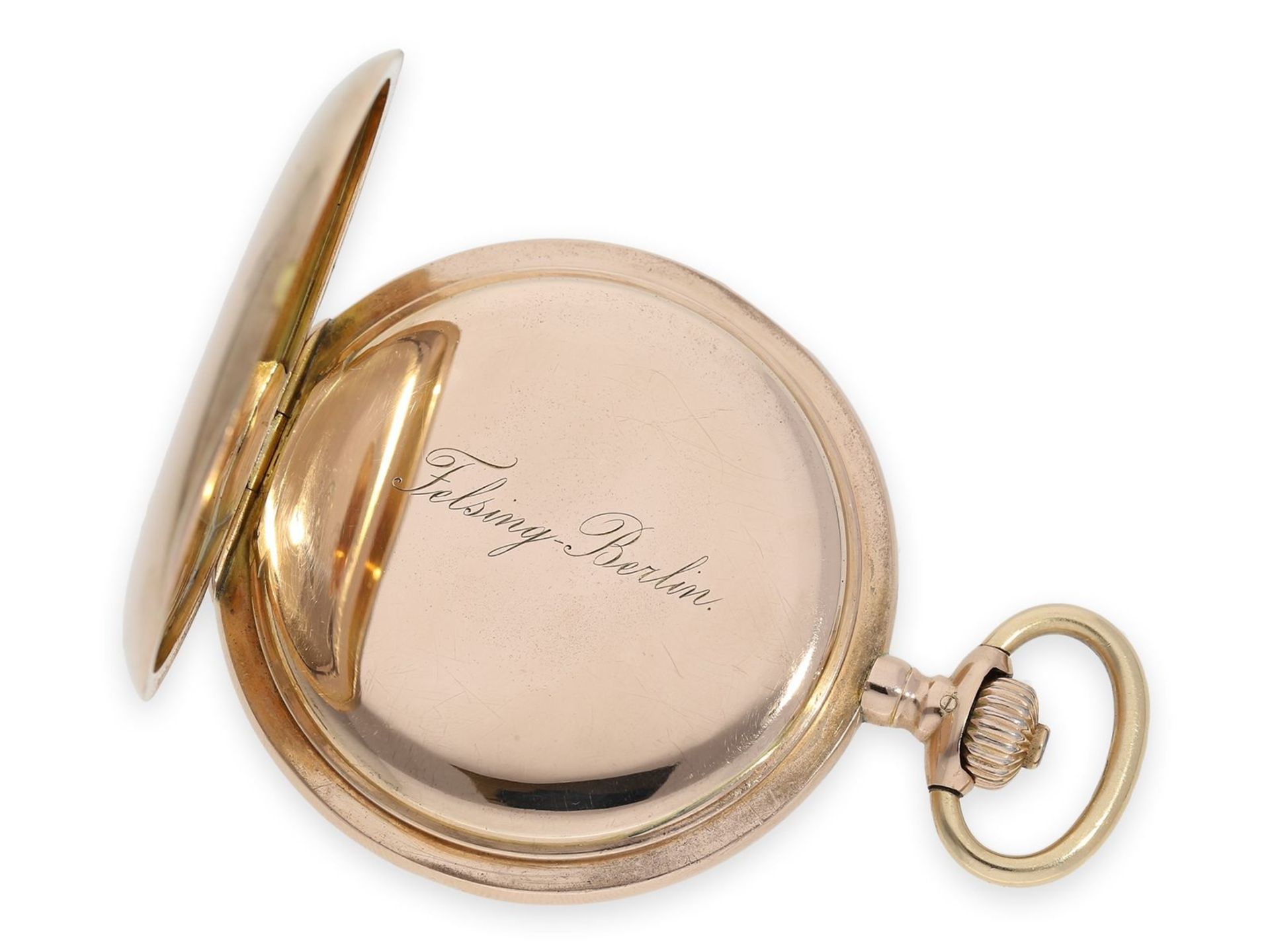 Pocket watch: exceptionally large A. Lange & Söhne gold hunting case watch in original condition - Bild 5 aus 10