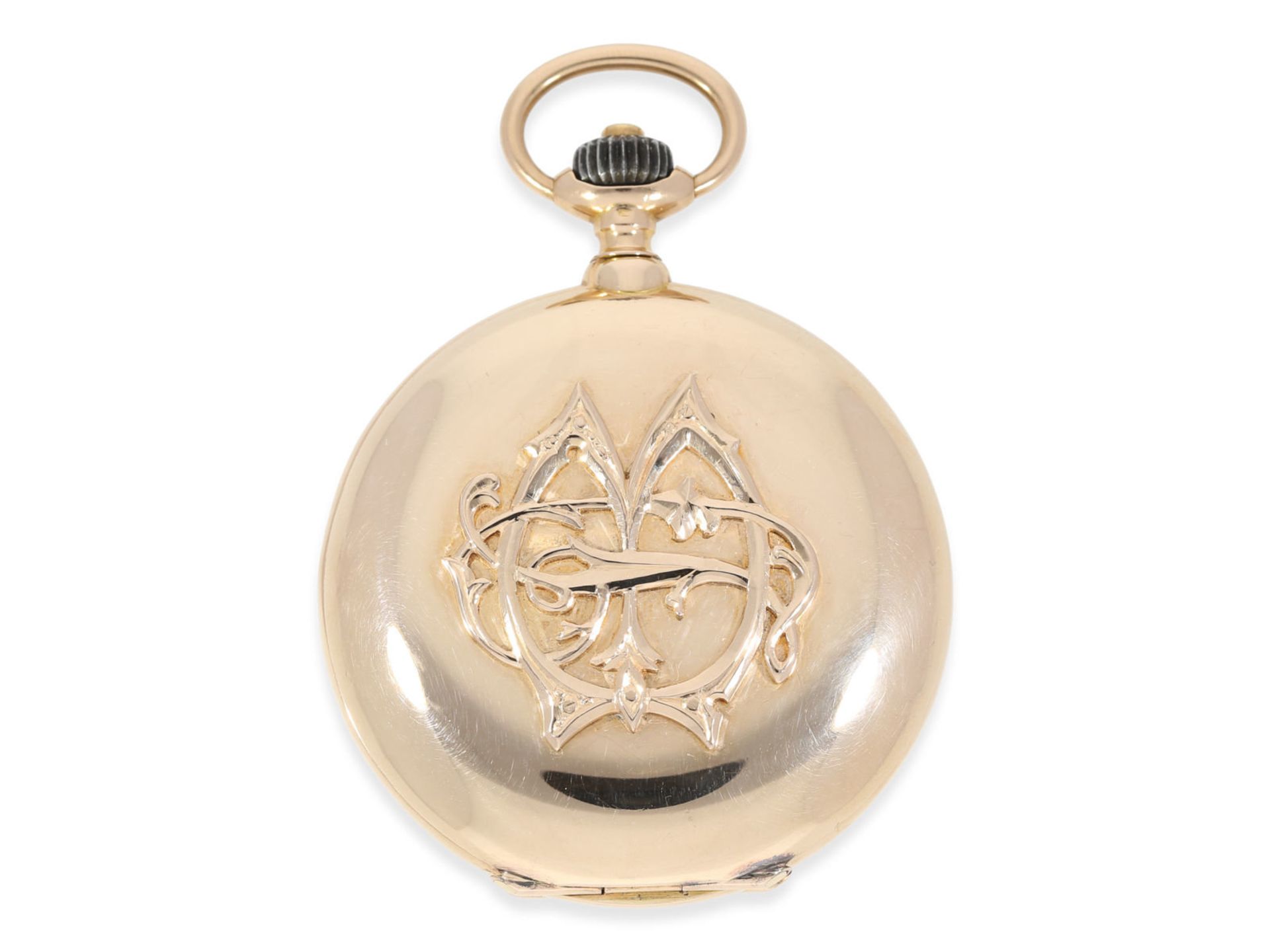 Pocket watch: heavy pink gold hunting case watch, "CHRONOMETRE LONGINES", ca. 1910 - Bild 2 aus 7