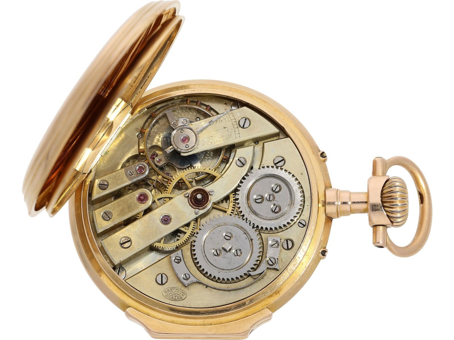 Pocket watch: very beautiful Louis XV Lepine with calendar, 18K pink gold, signed Vuillermos a - Bild 3 aus 5