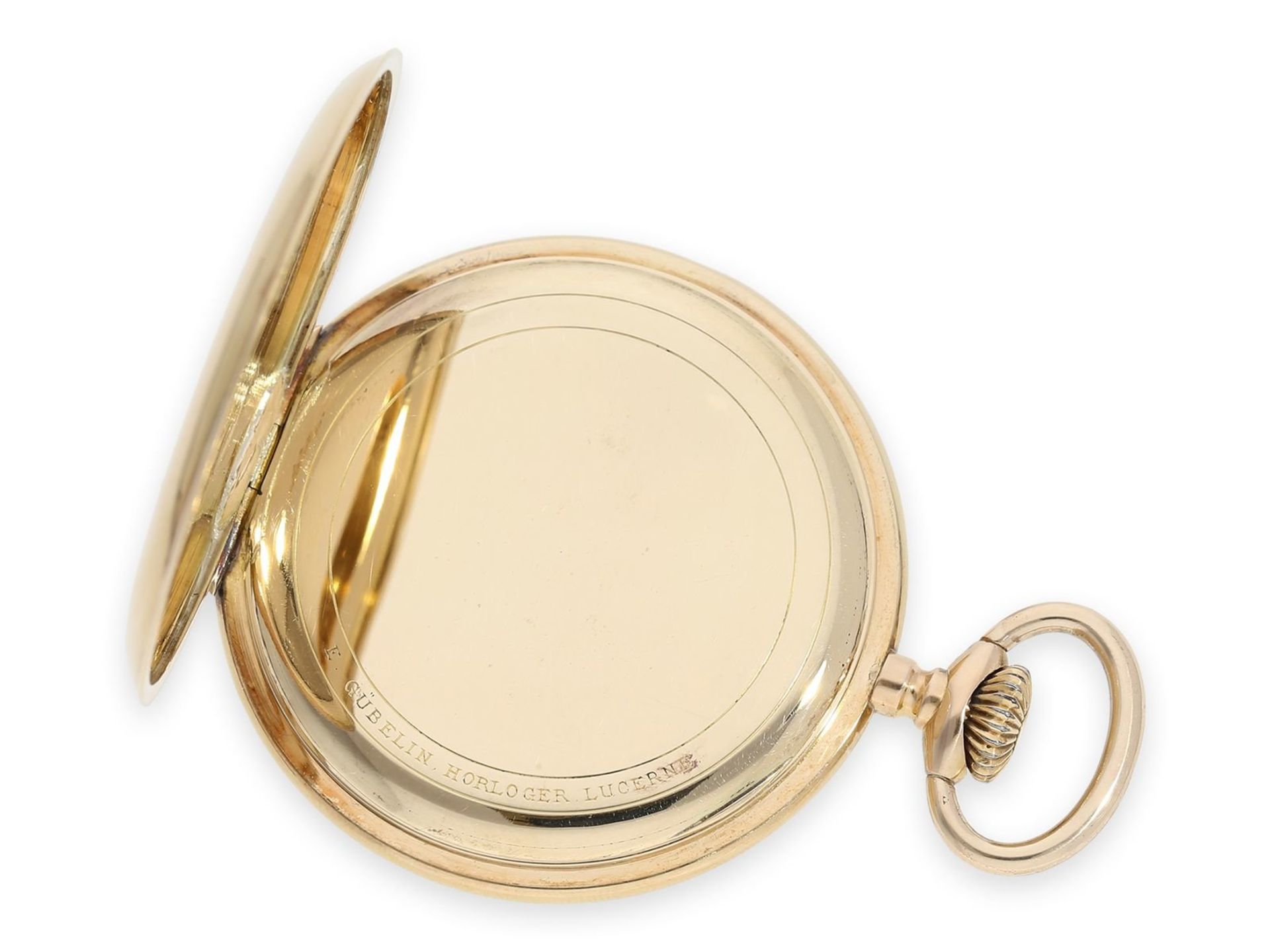 Pocket watch: attractive gold precision pocket watch, ca. 1910, with original box, E. Gübelin - Bild 4 aus 7