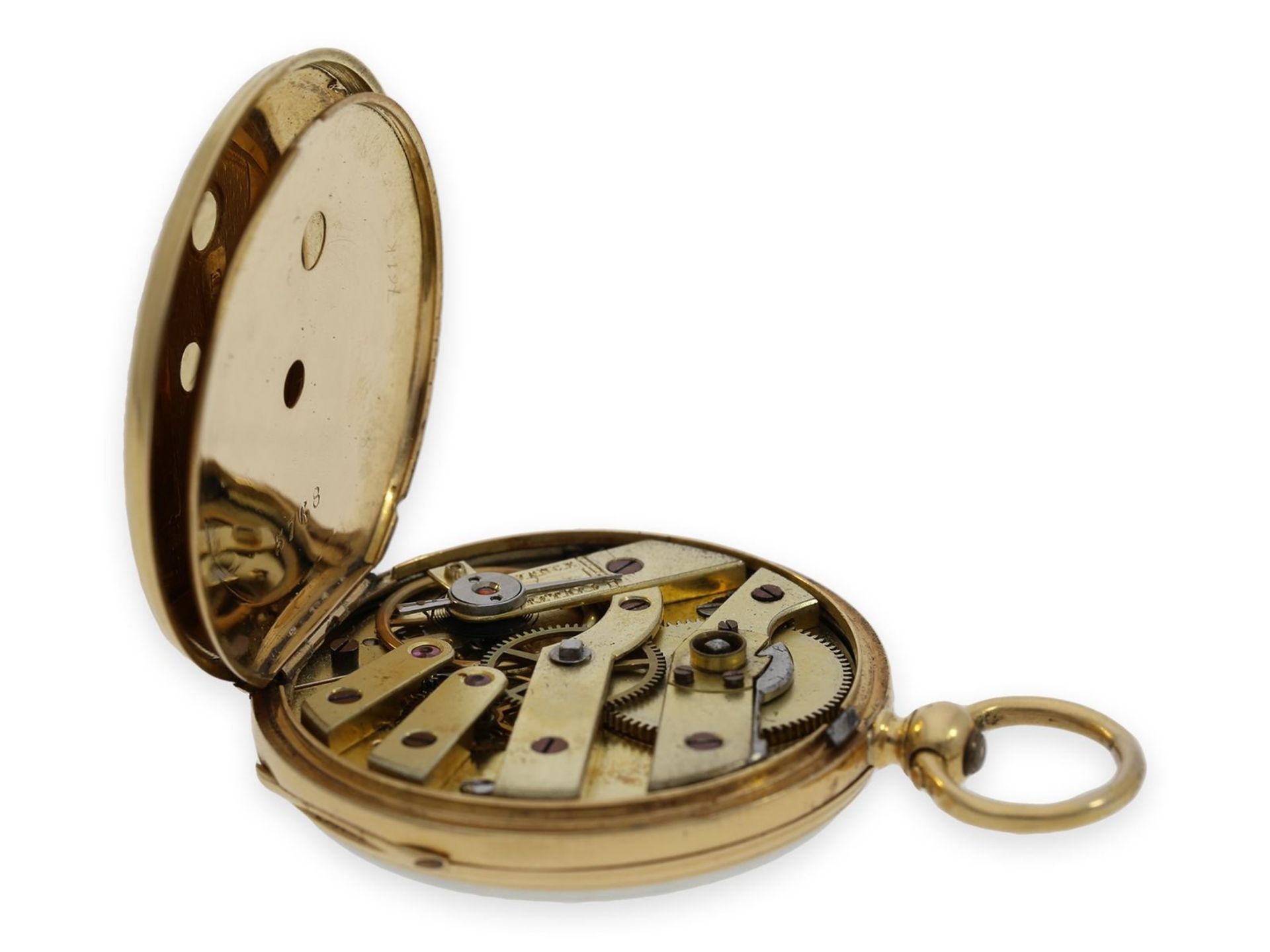 Pocket watch/ pendant watch: fine gold/ enamel lady's Lepine with diamond setting and - Bild 4 aus 6