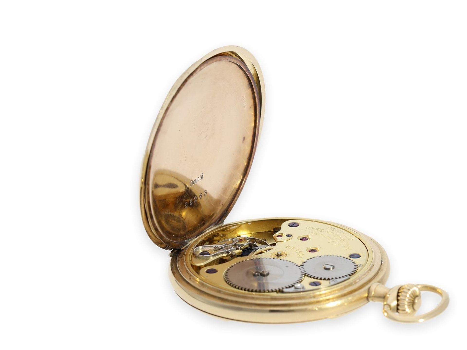 Pocket watch: very well preserved A. Lange & Söhne gold hunting case watch, Glashütte 1920-1925, - Bild 5 aus 9