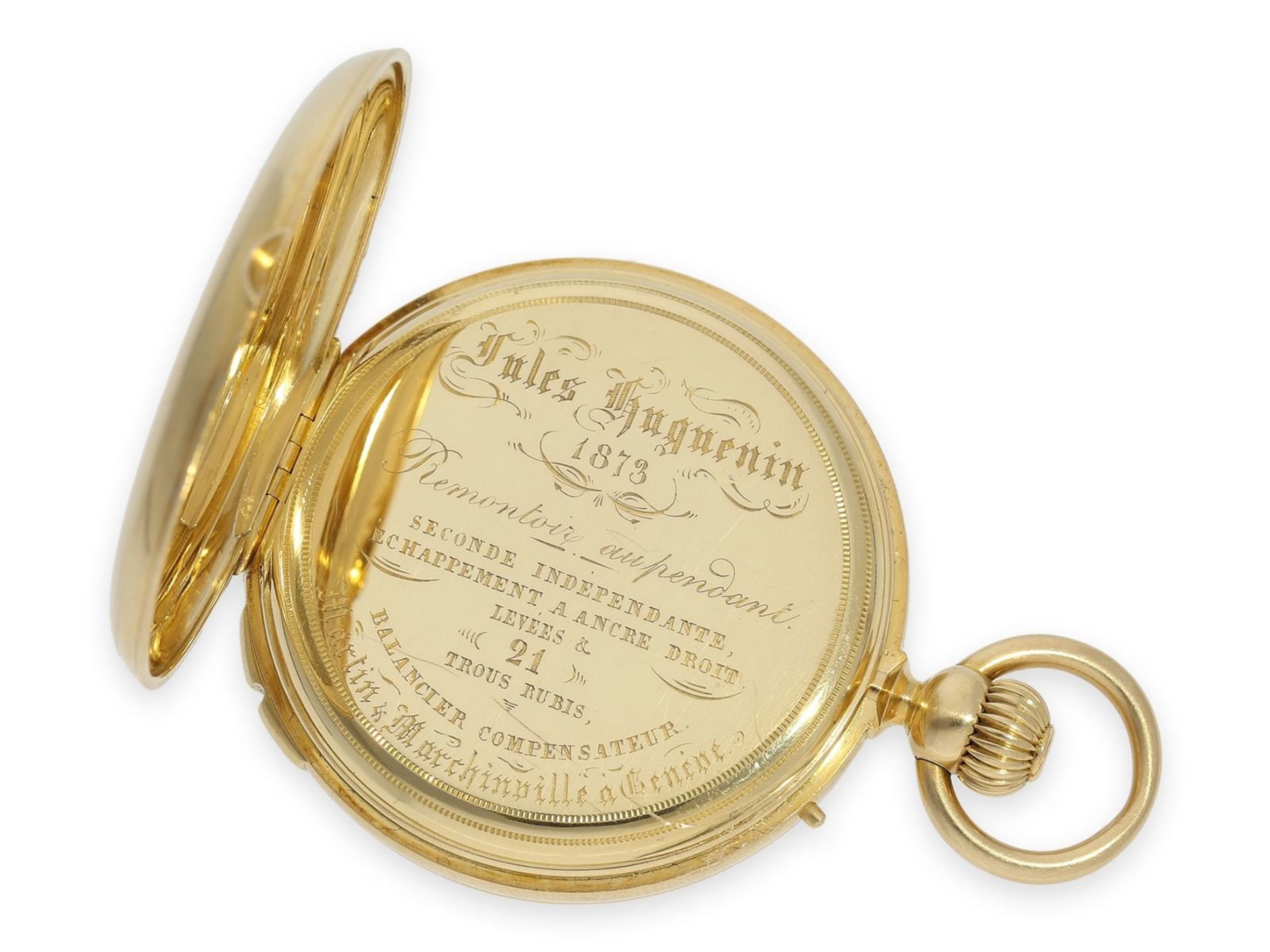 Pocket watch: very fine Lepine with seconde morte and rare winding mechanism, Martin & - Bild 4 aus 6