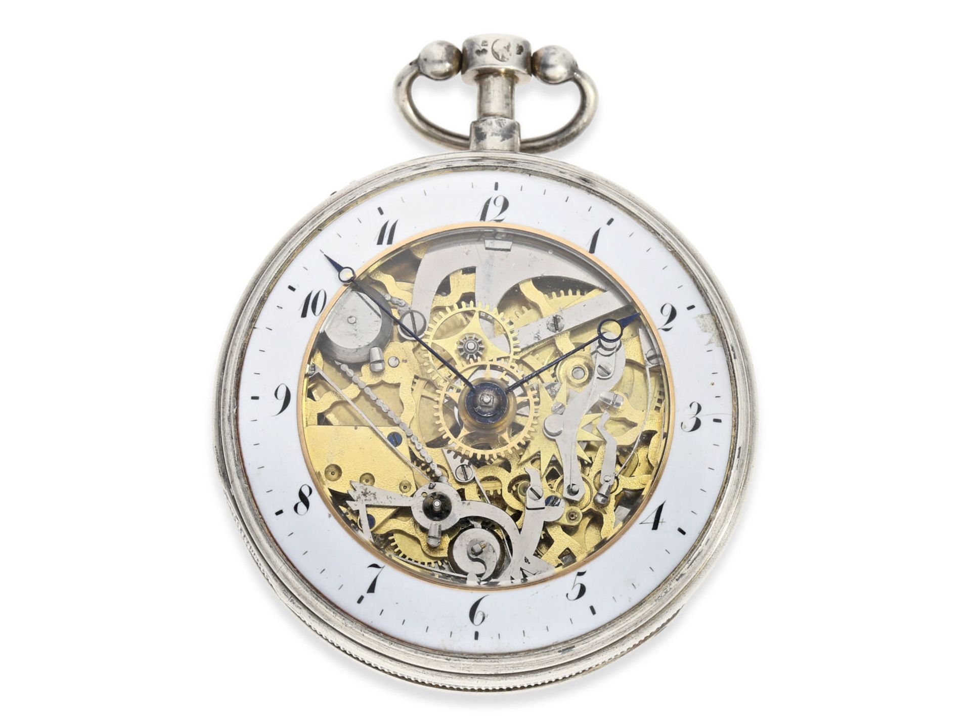 Pocket watch: large skeletonized pocket watch repeater, No.9779, probably Switzerland ca. 1820Ca.
