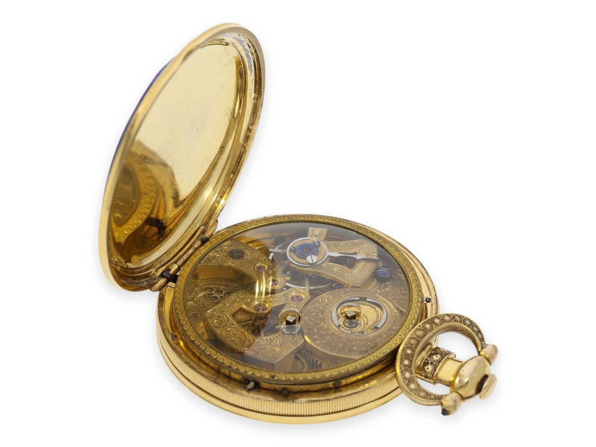 Pocket watch: large enamel pocket watch for the Chinese market, very fine painting, Fleurier ca. - Bild 4 aus 4