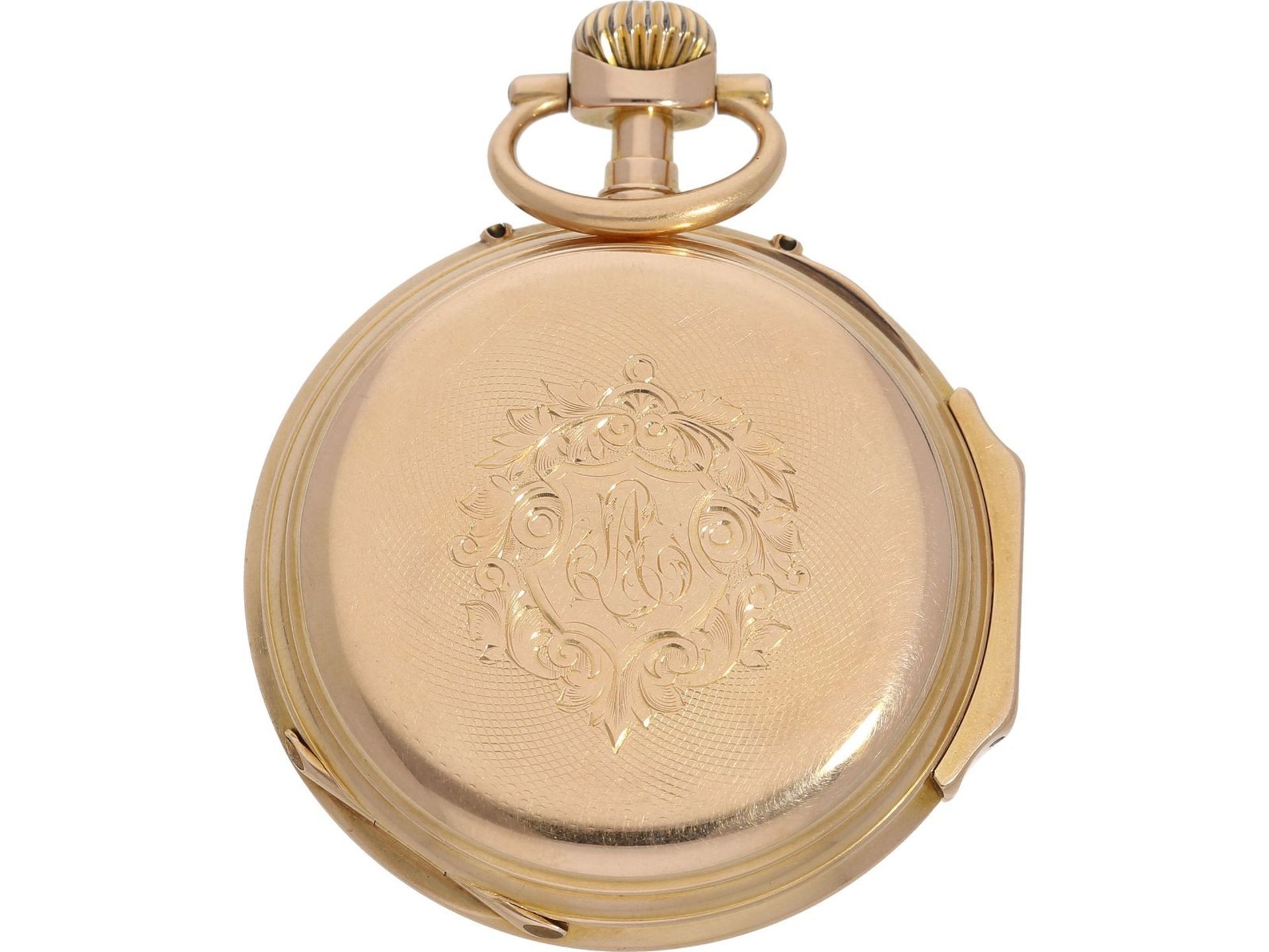 Pocket watch: very beautiful Louis XV Lepine with calendar, 18K pink gold, signed Vuillermos a - Bild 2 aus 5