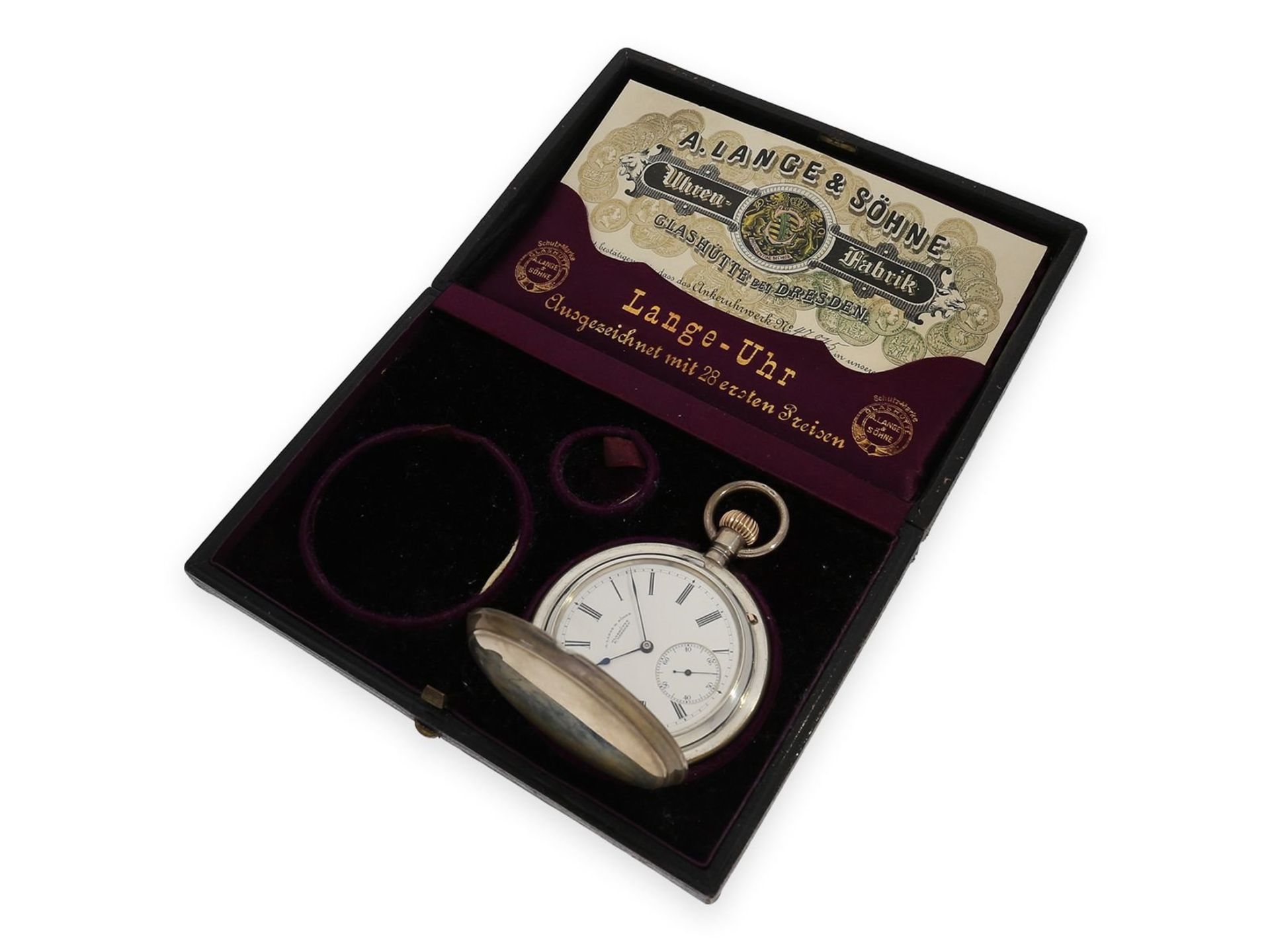 Pocket watch: Glashütte rarity, large A. Lange & Söhne hunting case watch, 1A quality in very rare - Bild 10 aus 11