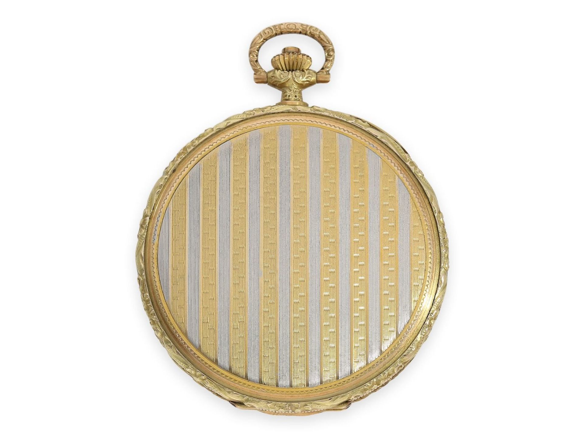 Pocket watch: exquisite, extremely beautiful Art Deco gold hunting case watch with pinstripe - Bild 9 aus 9