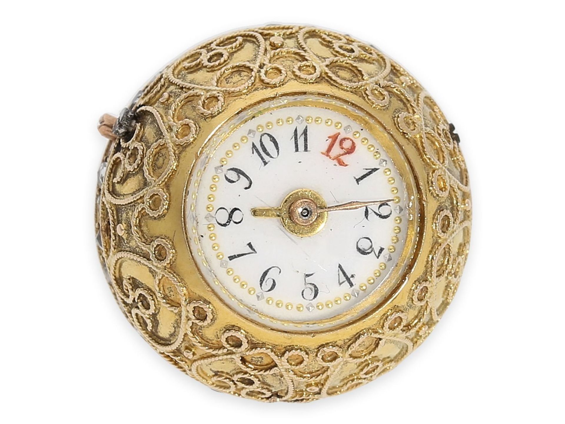Form watch/ pendant watch: exquisite "Boule de Geneve" ball form watch with granulation and